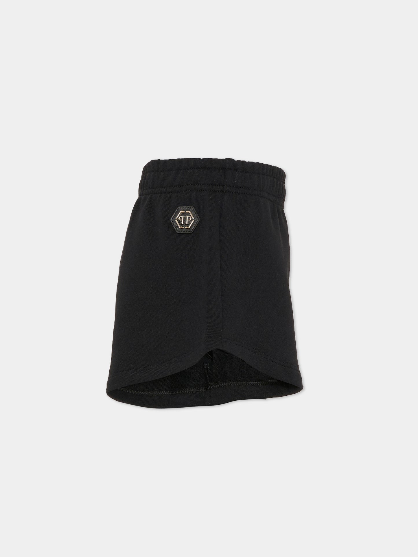 Shorts neri per bambina con orsetto,Philipp Plein Junior,S6PHJGSH159 110
