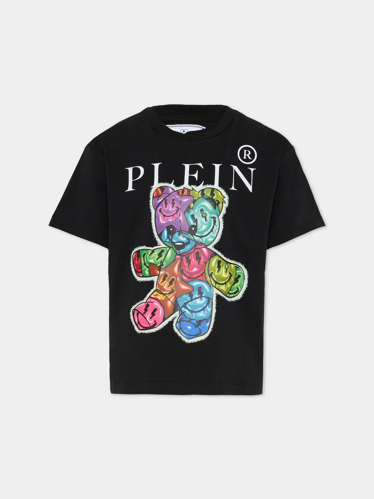 T-shirt nera per bambina con orsetto,Philipp Plein Junior,S6PHJGTH160 110