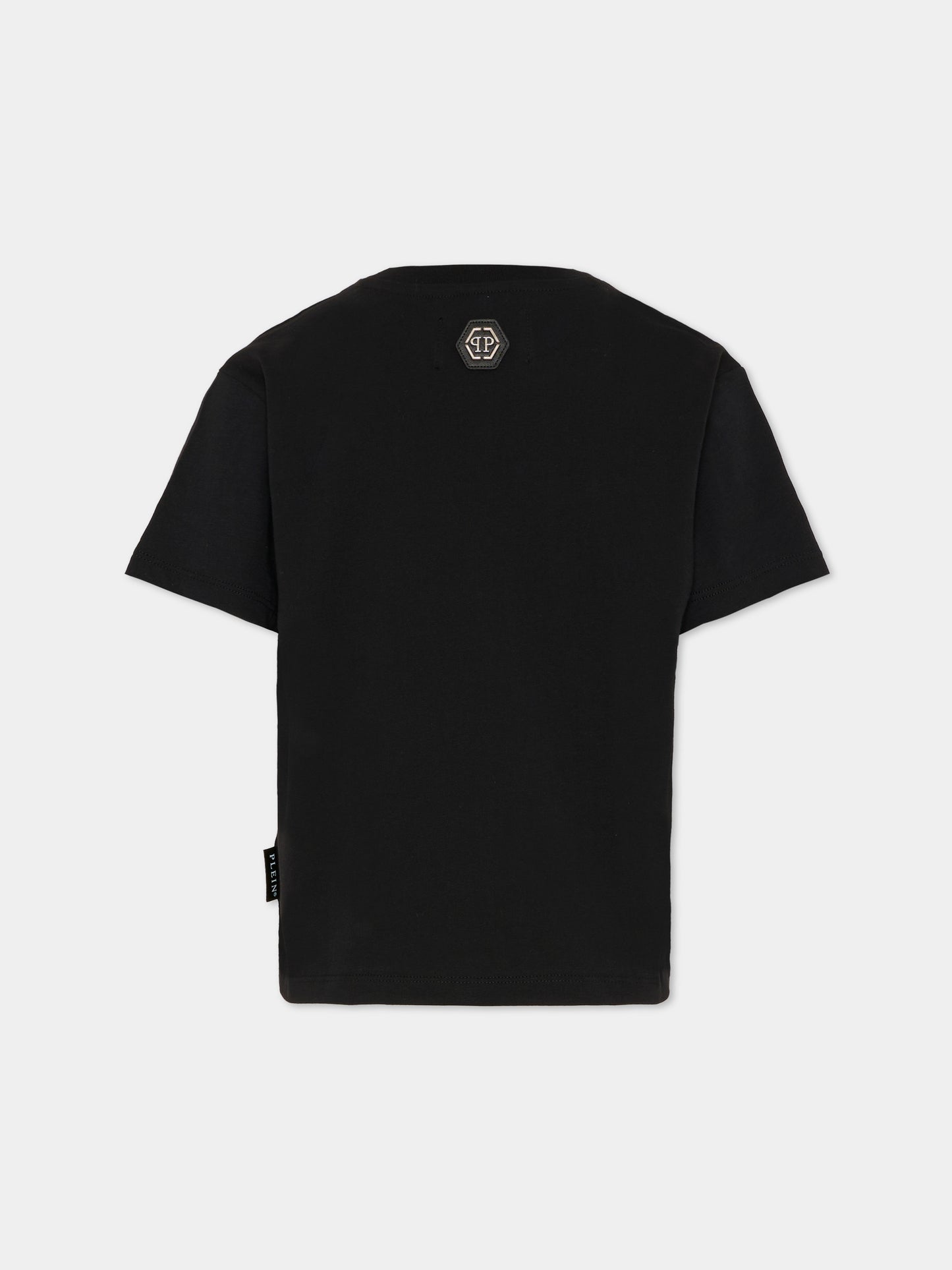 T-shirt nera per bambina con orsetto,Philipp Plein Junior,S6PHJGTH160 110
