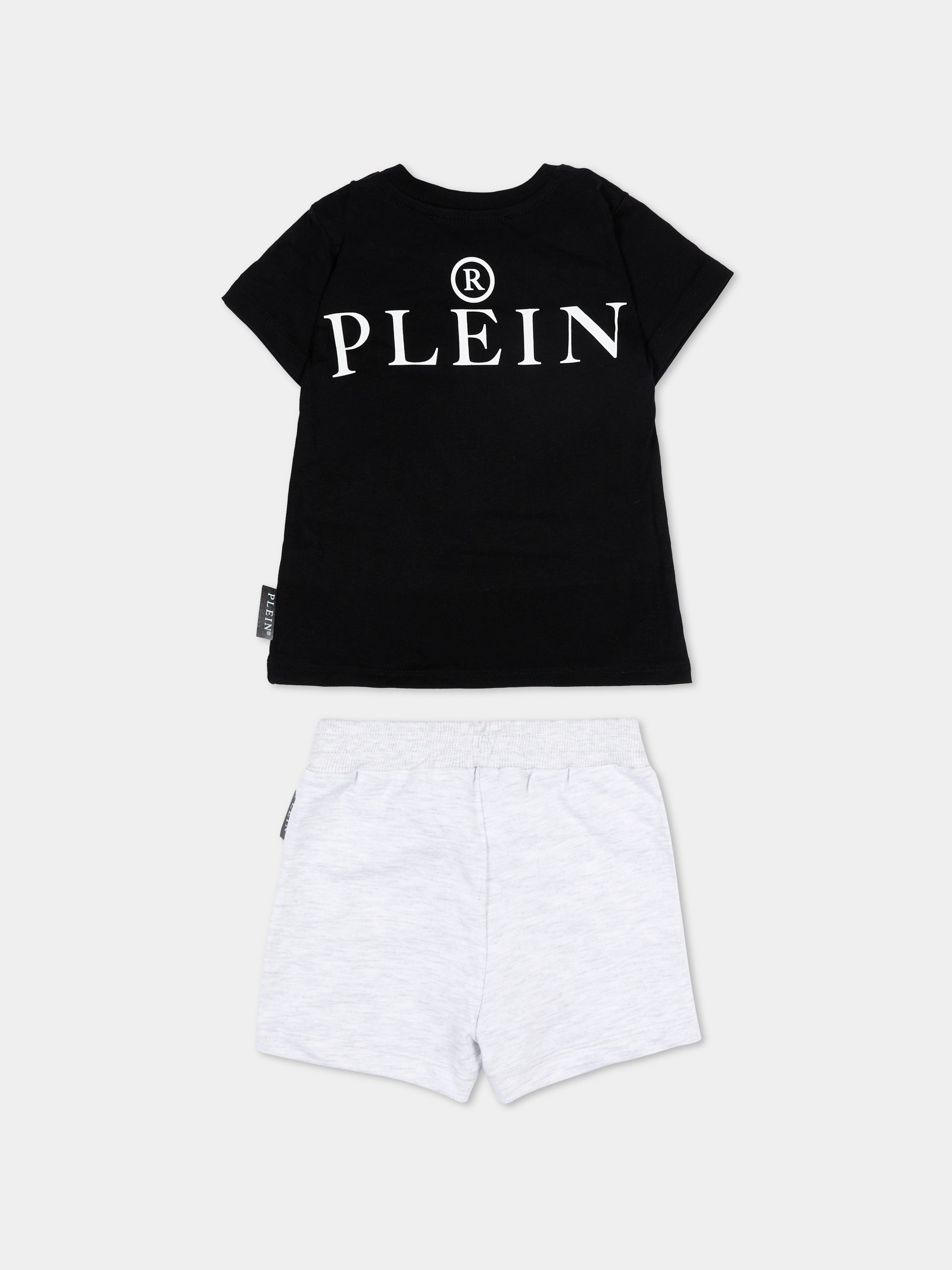 Completo sportivo nero per neonato con logo,Philipp Plein Junior,S6PHNBTS135 110