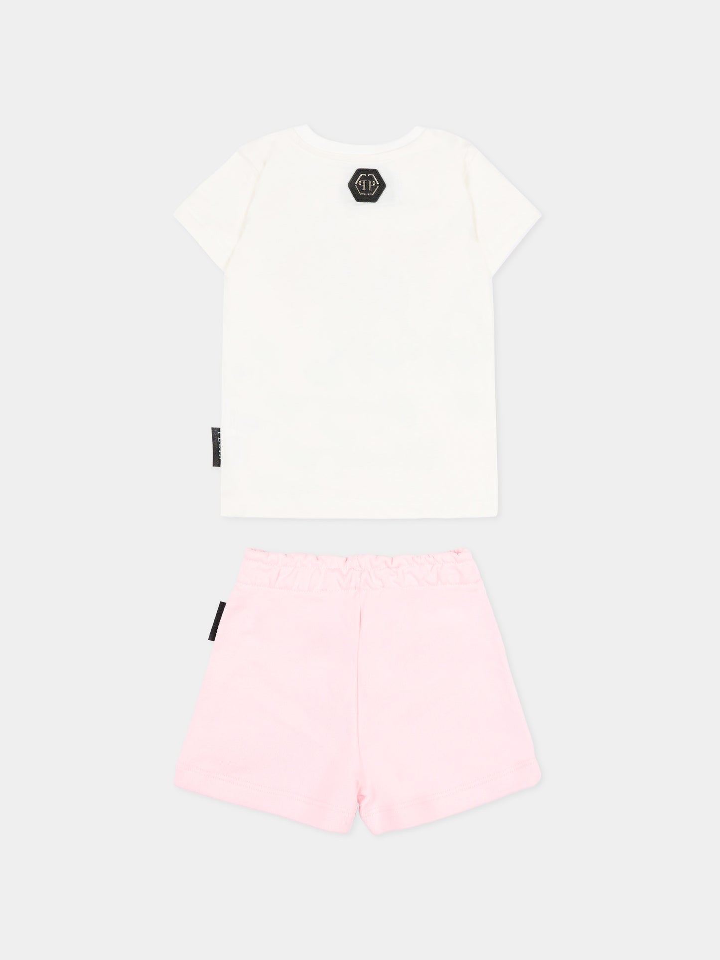 Completo sportivo bianco per neonata con strass,Philipp Plein Junior,S6PHNGTT256 002/16