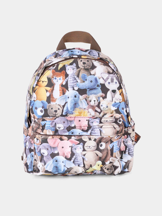 Multicolor mini backpack for kids with plush print