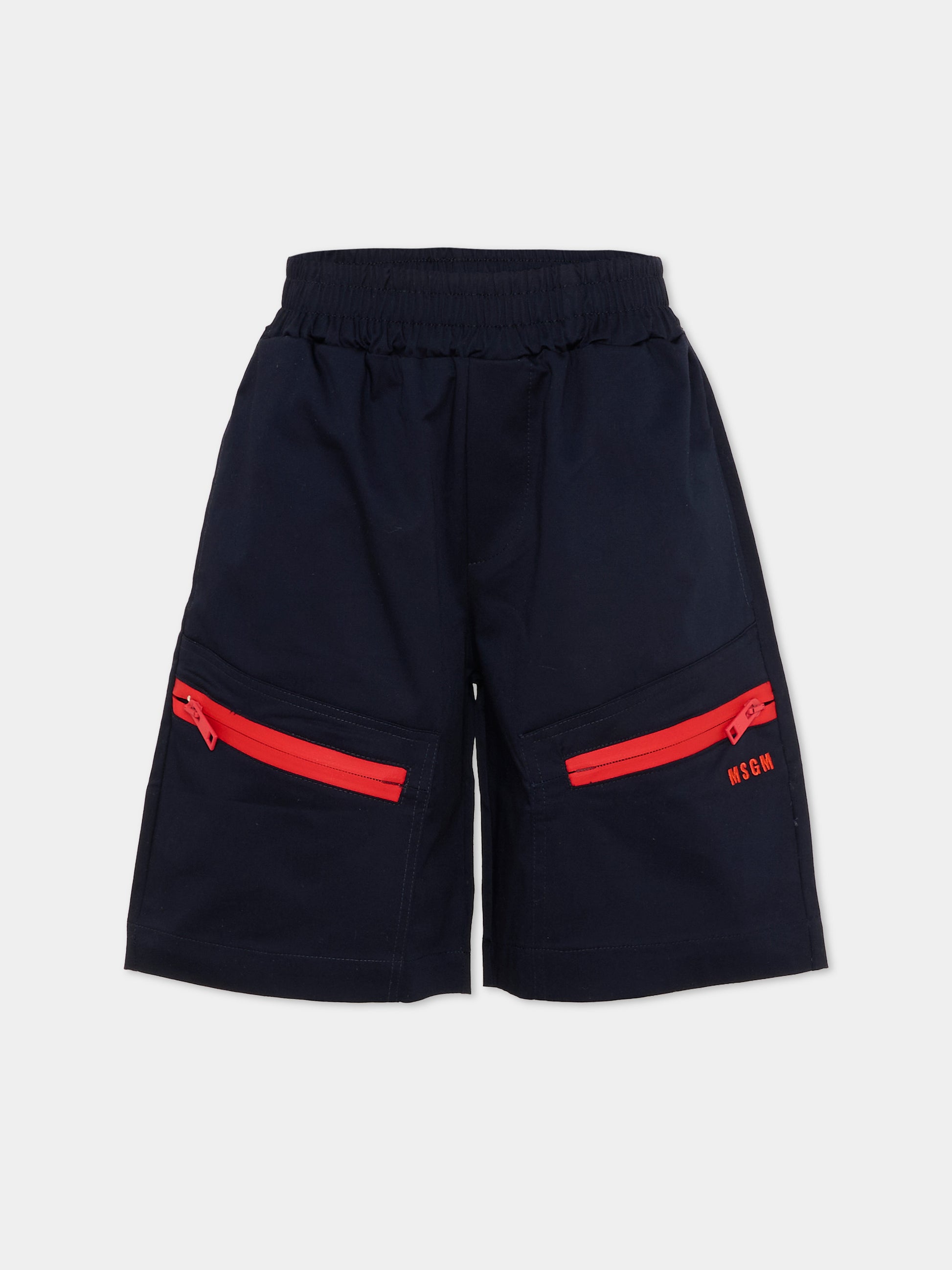 Shorts blu per bambino con logo,Msgm Kids,S6MSJBBE297 MS072