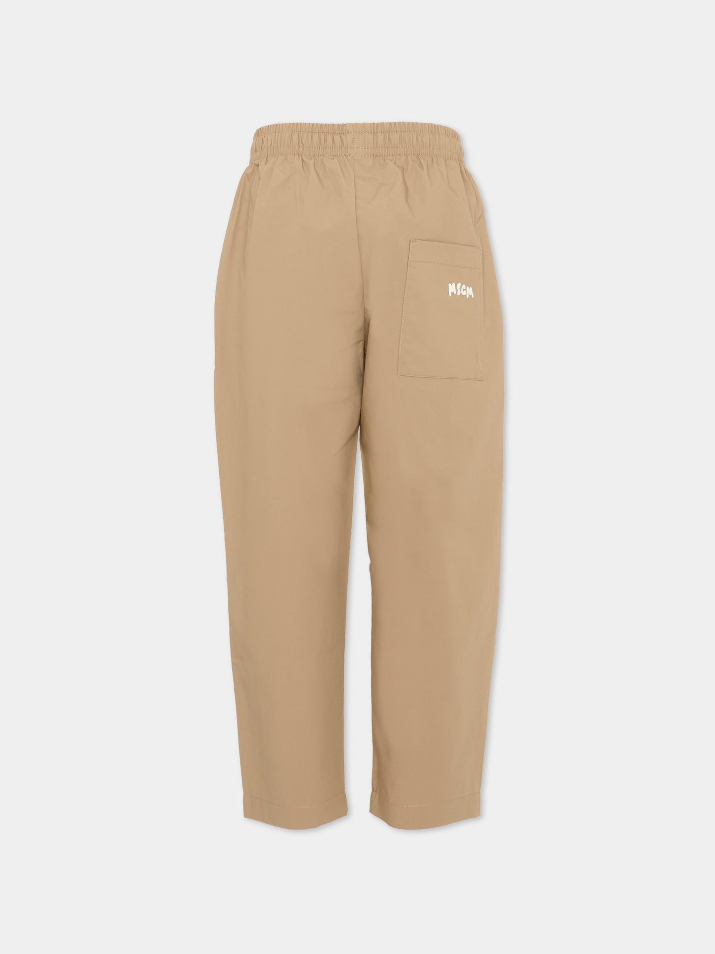 Pantaloni beige per bambino con logo,Msgm Kids,S6MSJBPA188 178