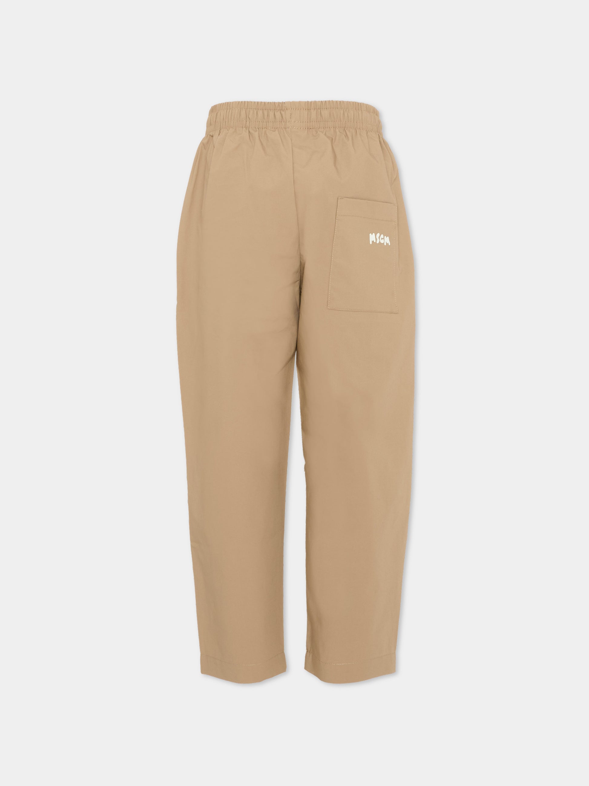 Pantaloni beige per bambino con logo,Msgm Kids,S6MSJBPA188 178