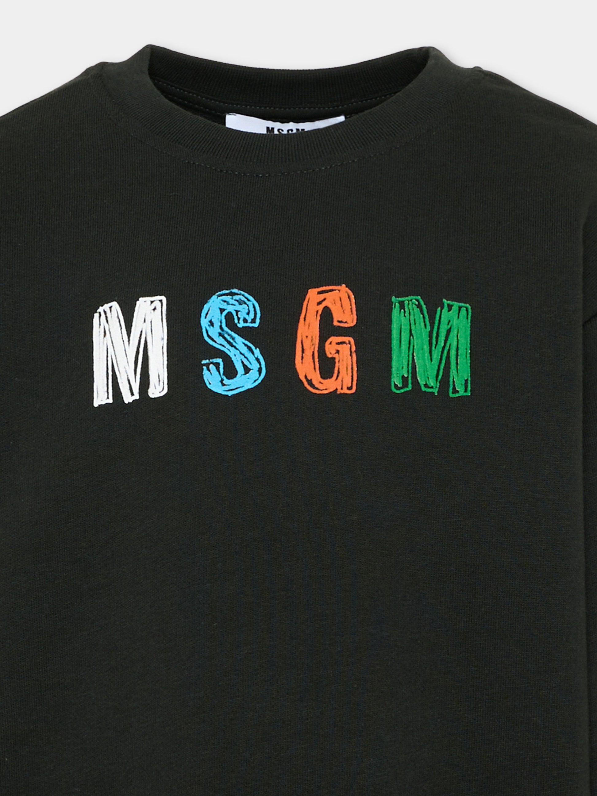 Felpa nera per bambino con logo,Msgm Kids,S6MSJBSW237 MS040