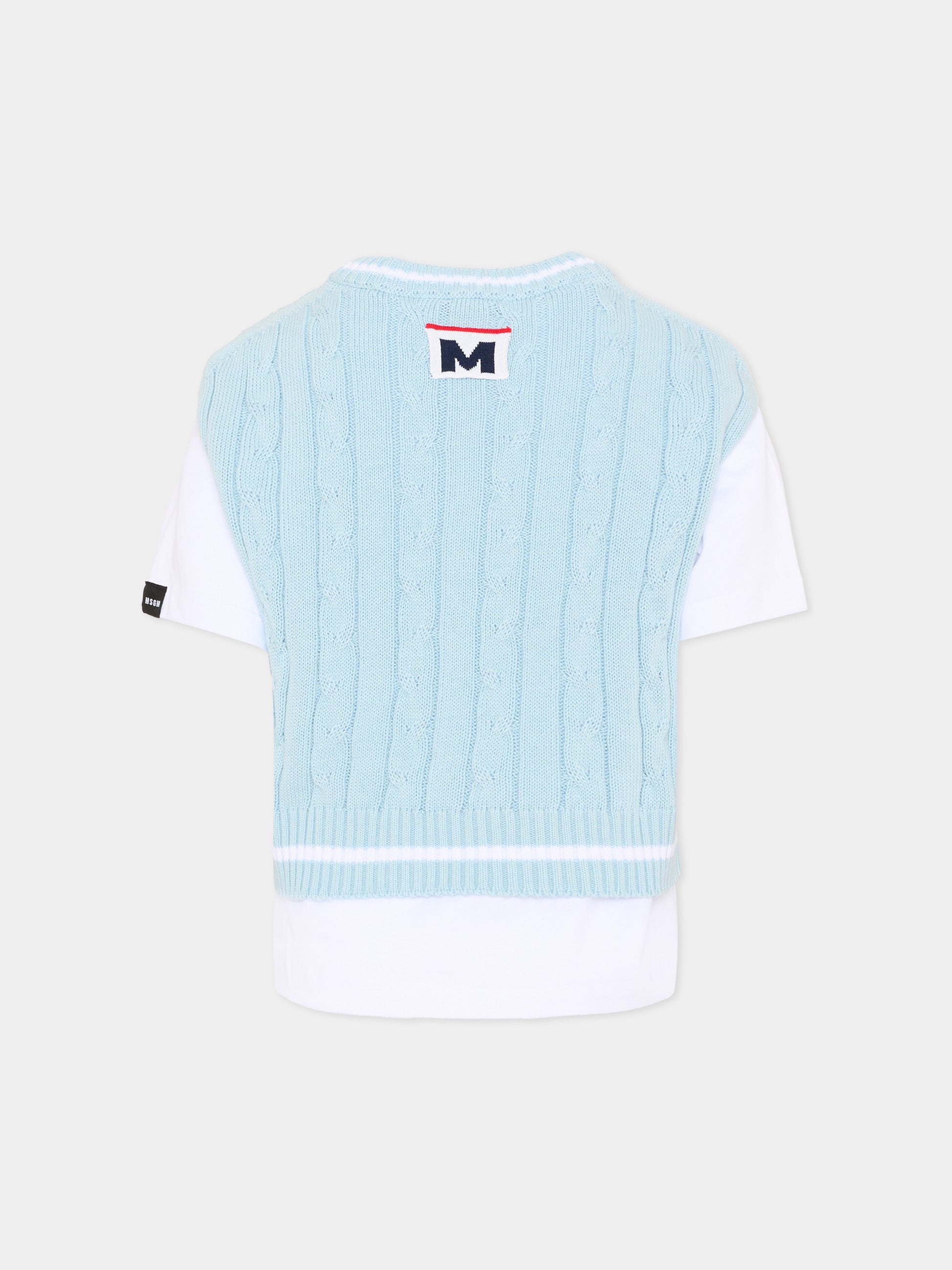 Gilet celeste per bambino con logo,Msgm Kids,S6MSJBTH058 001/80