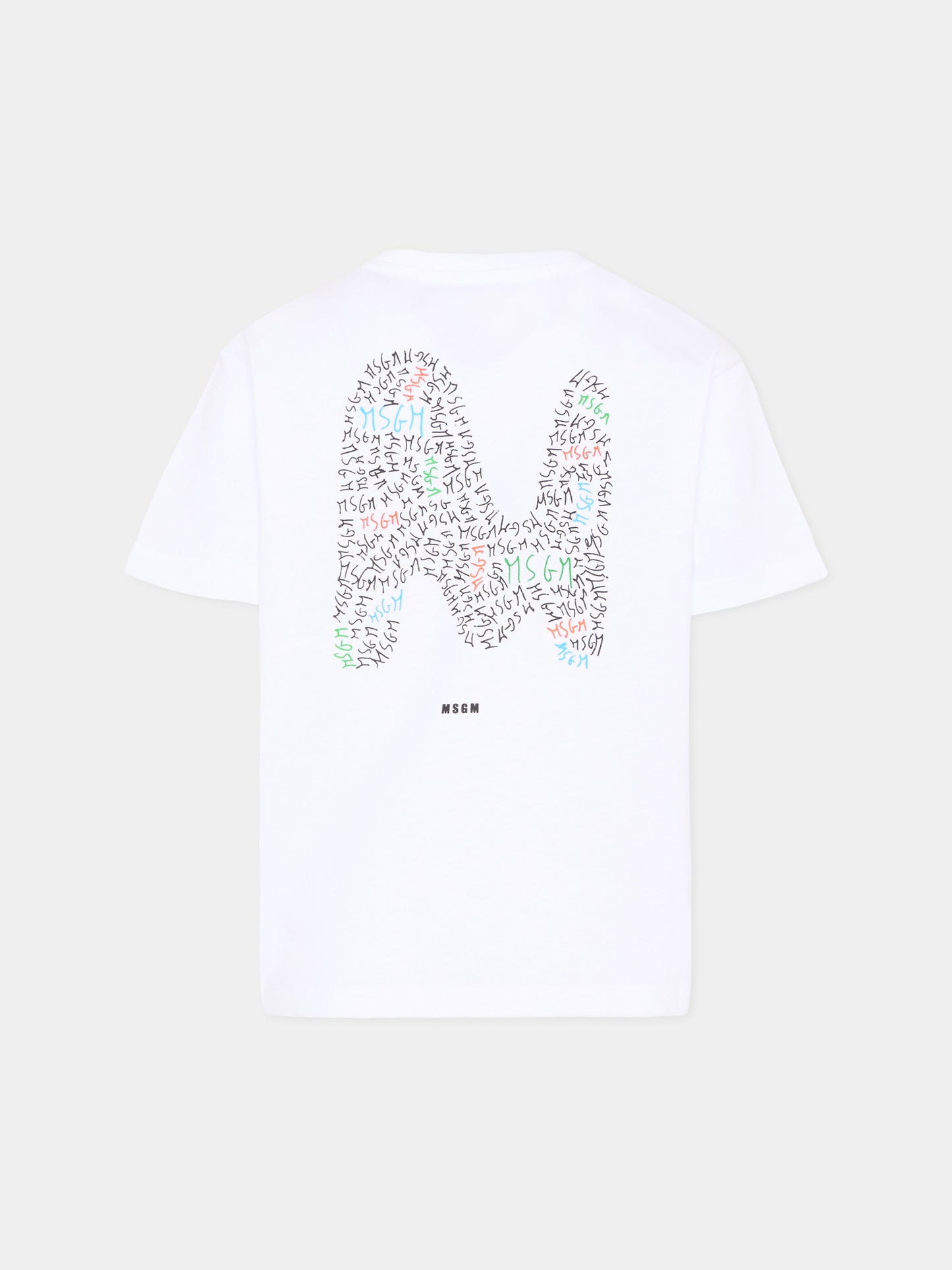 T-Shirt bianca per bambino con logo,Msgm Kids,S6MSJBTH232 001