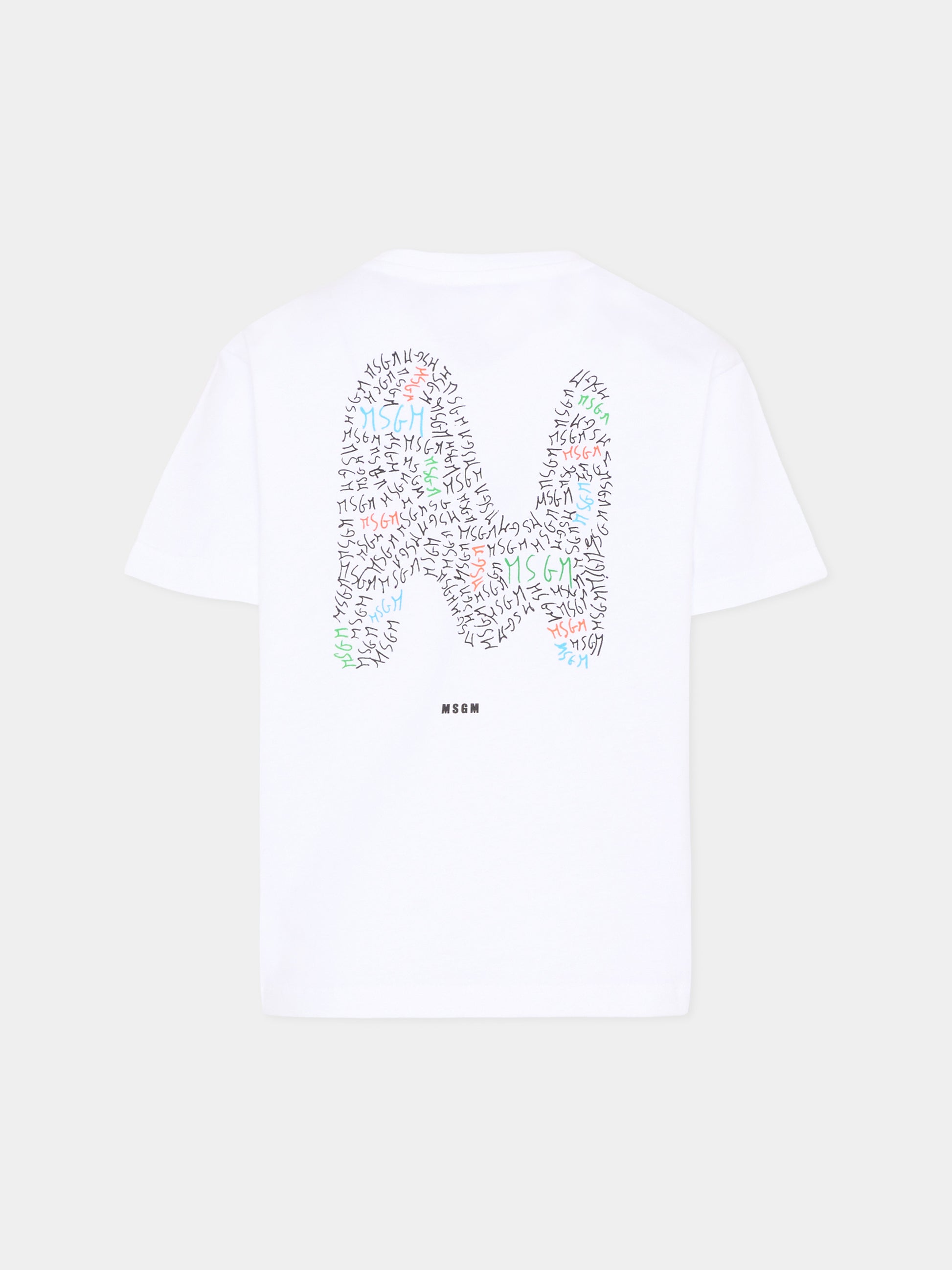 T-Shirt bianca per bambino con logo,Msgm Kids,S6MSJBTH232 001