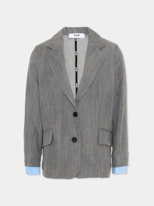 Giacca grigia per bambina con patch logo,Msgm Kids,S6MSJGJK020 102