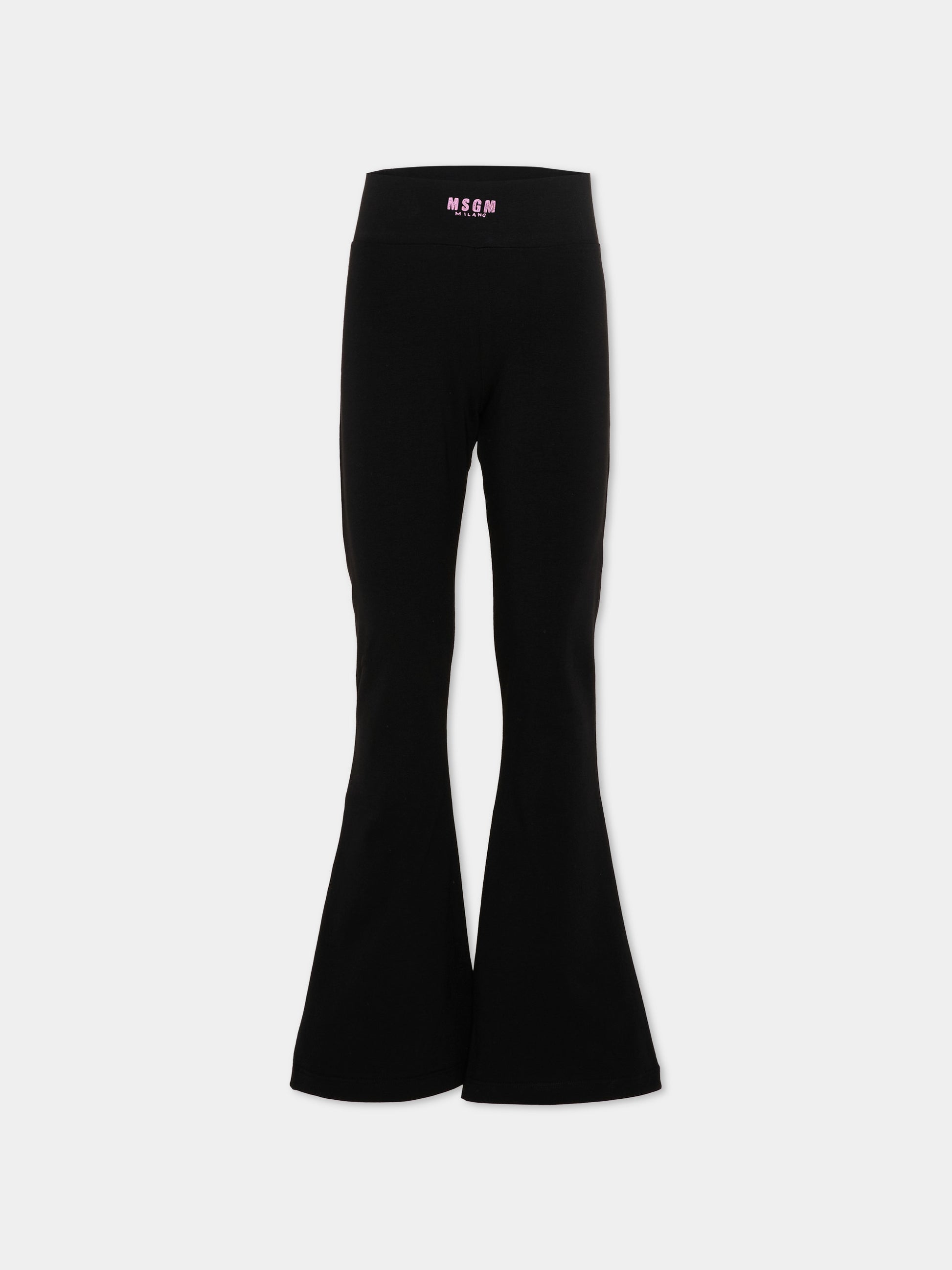 Leggings neri per bambina con logo,Msgm Kids,S6MSJGPA071 110/88