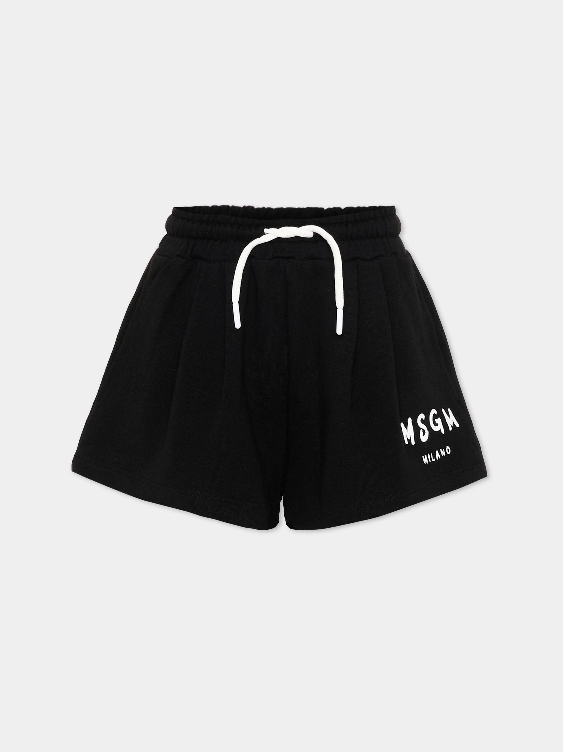 Shorts sportivi neri per bambina con logo,Msgm Kids,S6MSJGSH066 110