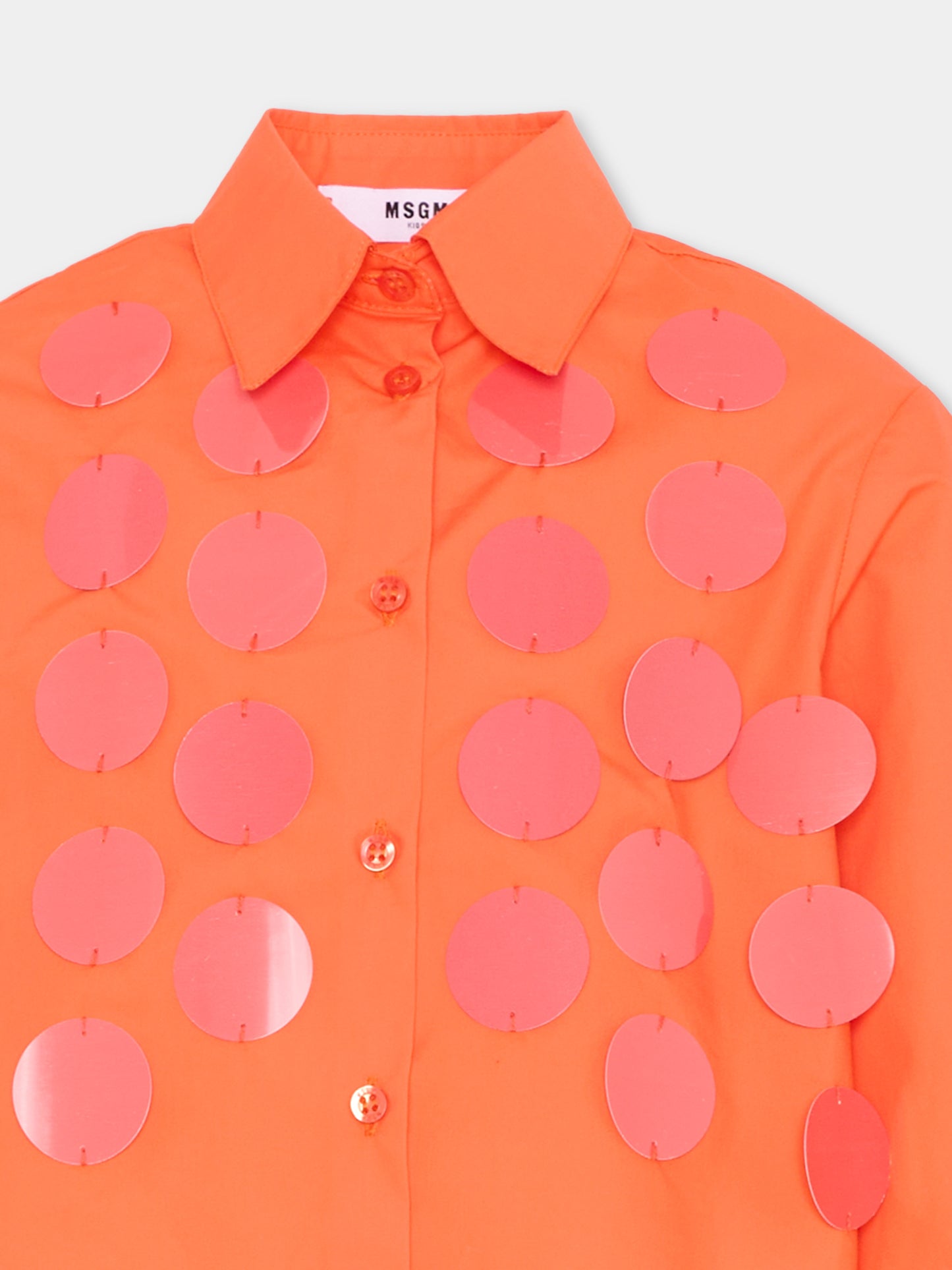 Camicia rossa per bambina con paillettes,Msgm Kids,S6MSJGSI097 MS074
