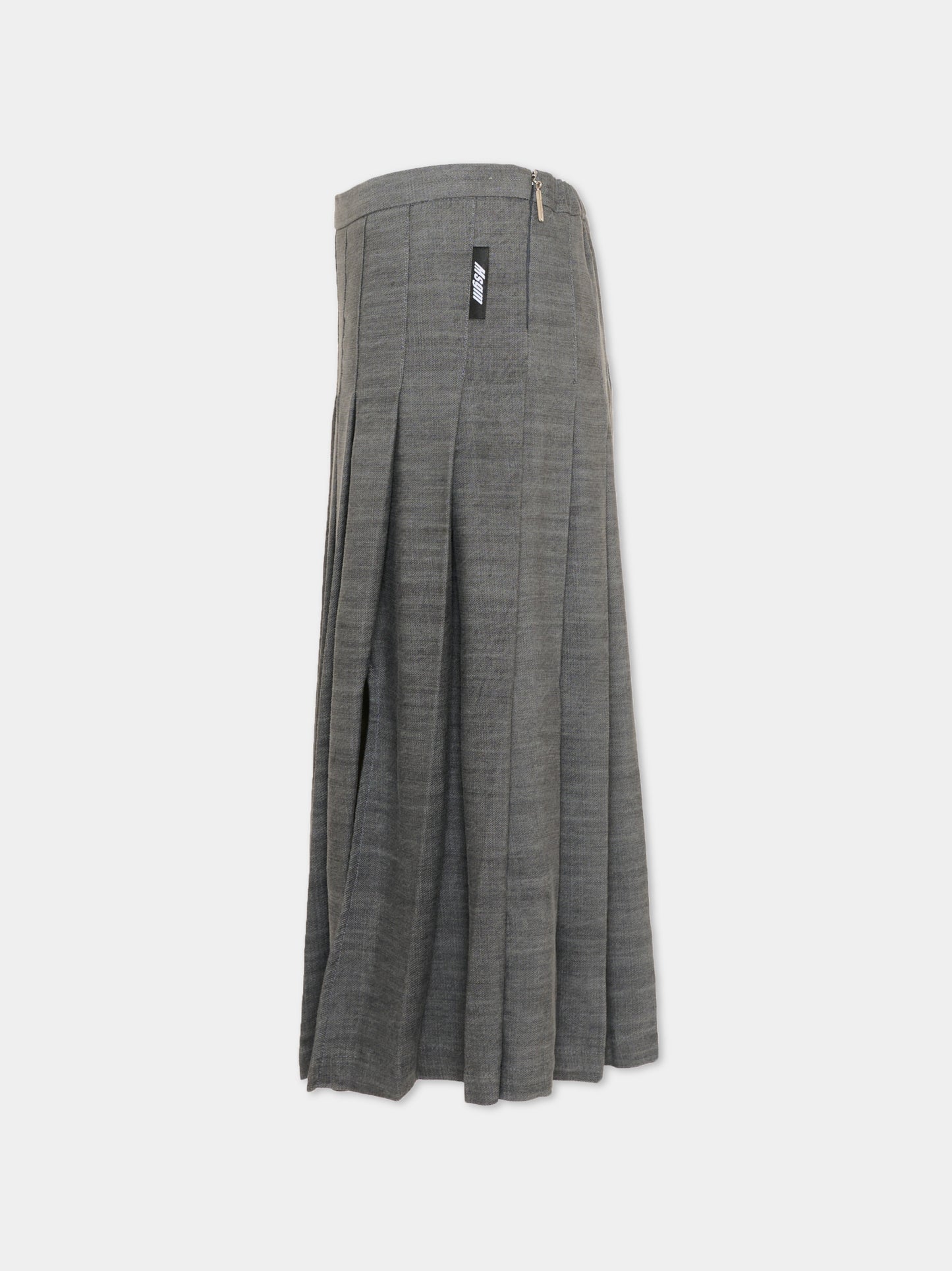 Gonna elegante grigia per bambina plissé,Msgm Kids,S6MSJGSK031 102