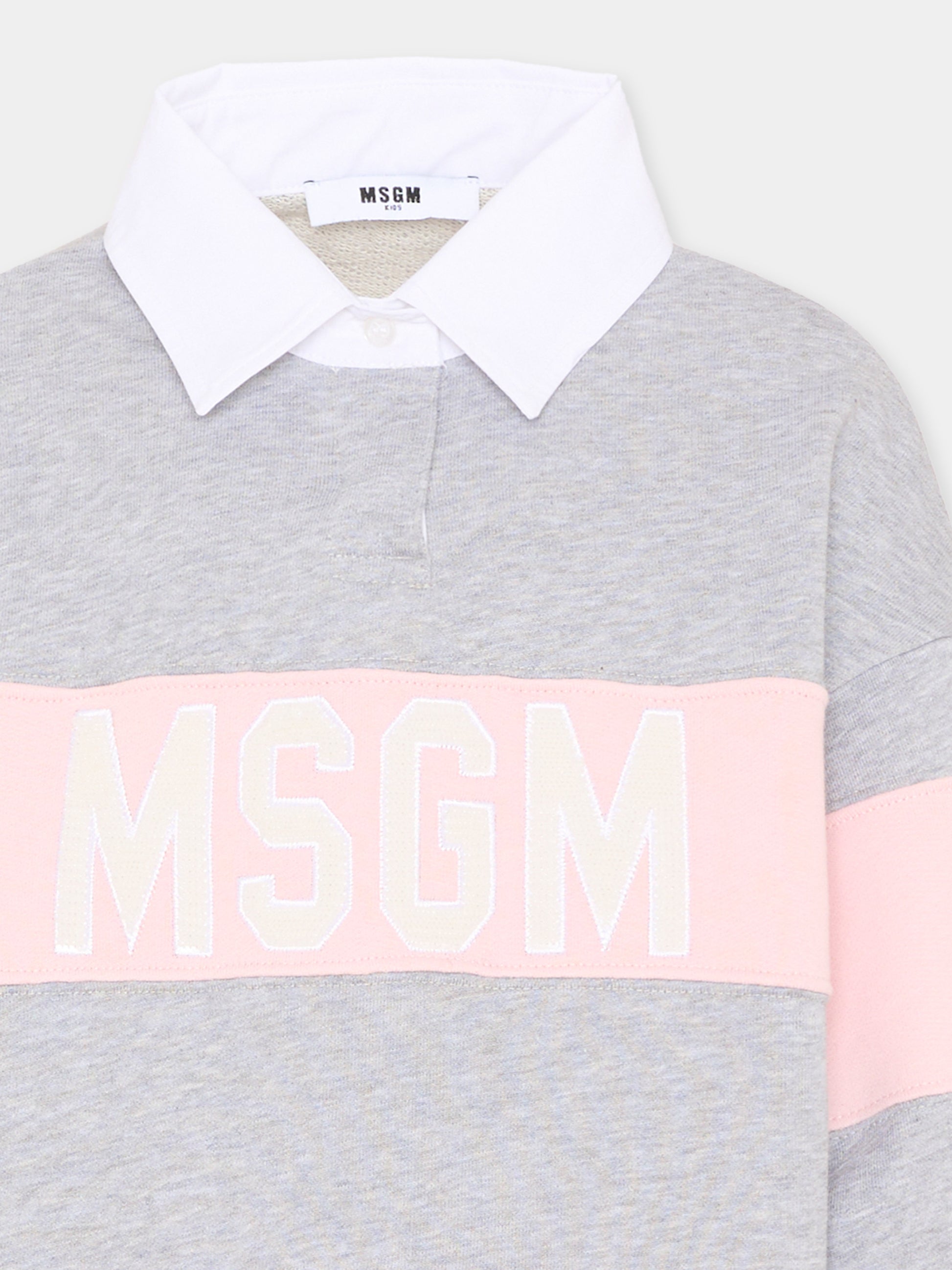 Polo rosa per bambina con logo,Msgm Kids,S6MSJGSW027 MS076