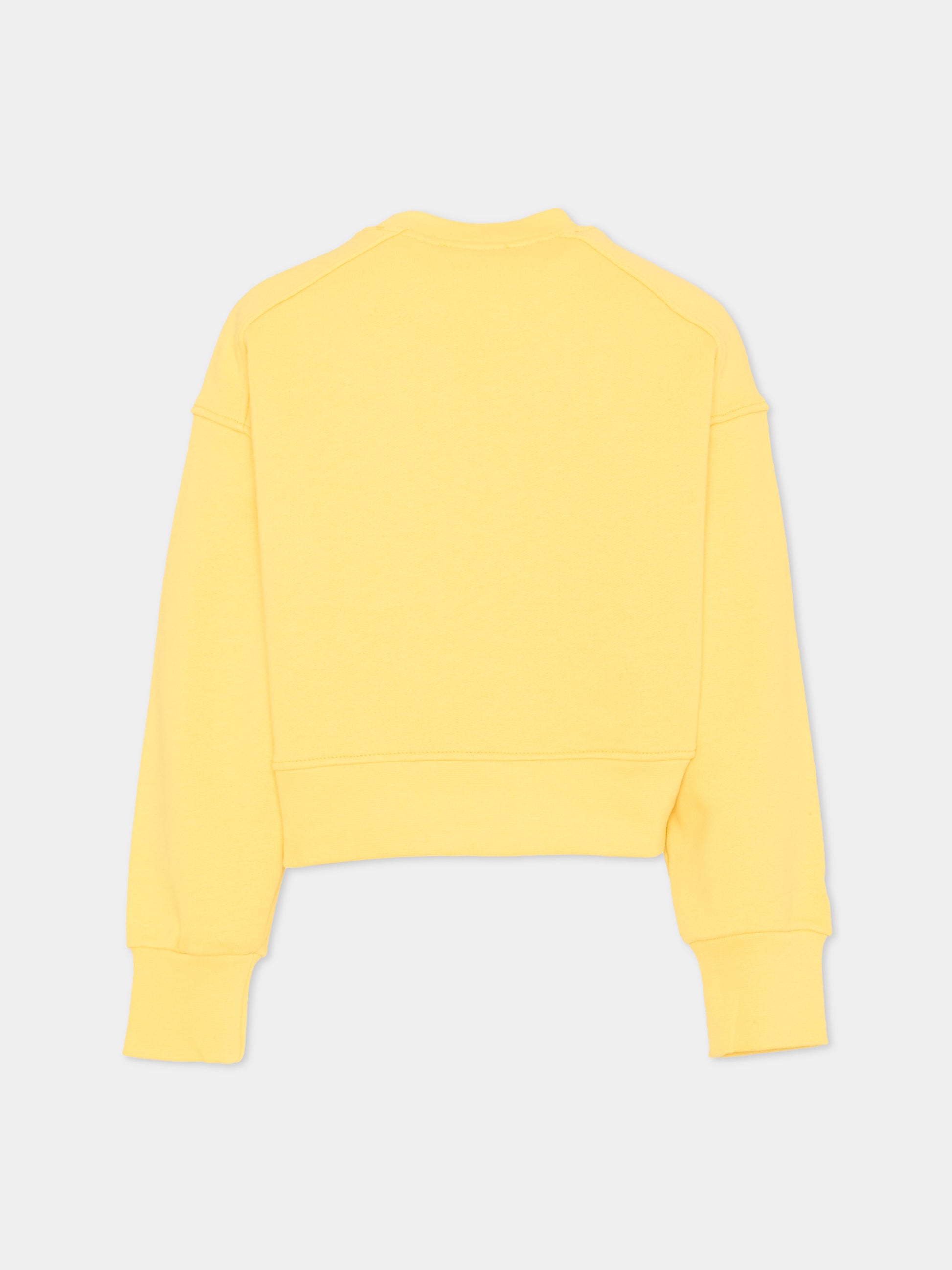 Felpa gialla per bambina con logo,Msgm Kids,S6MSJGSW088 MS009