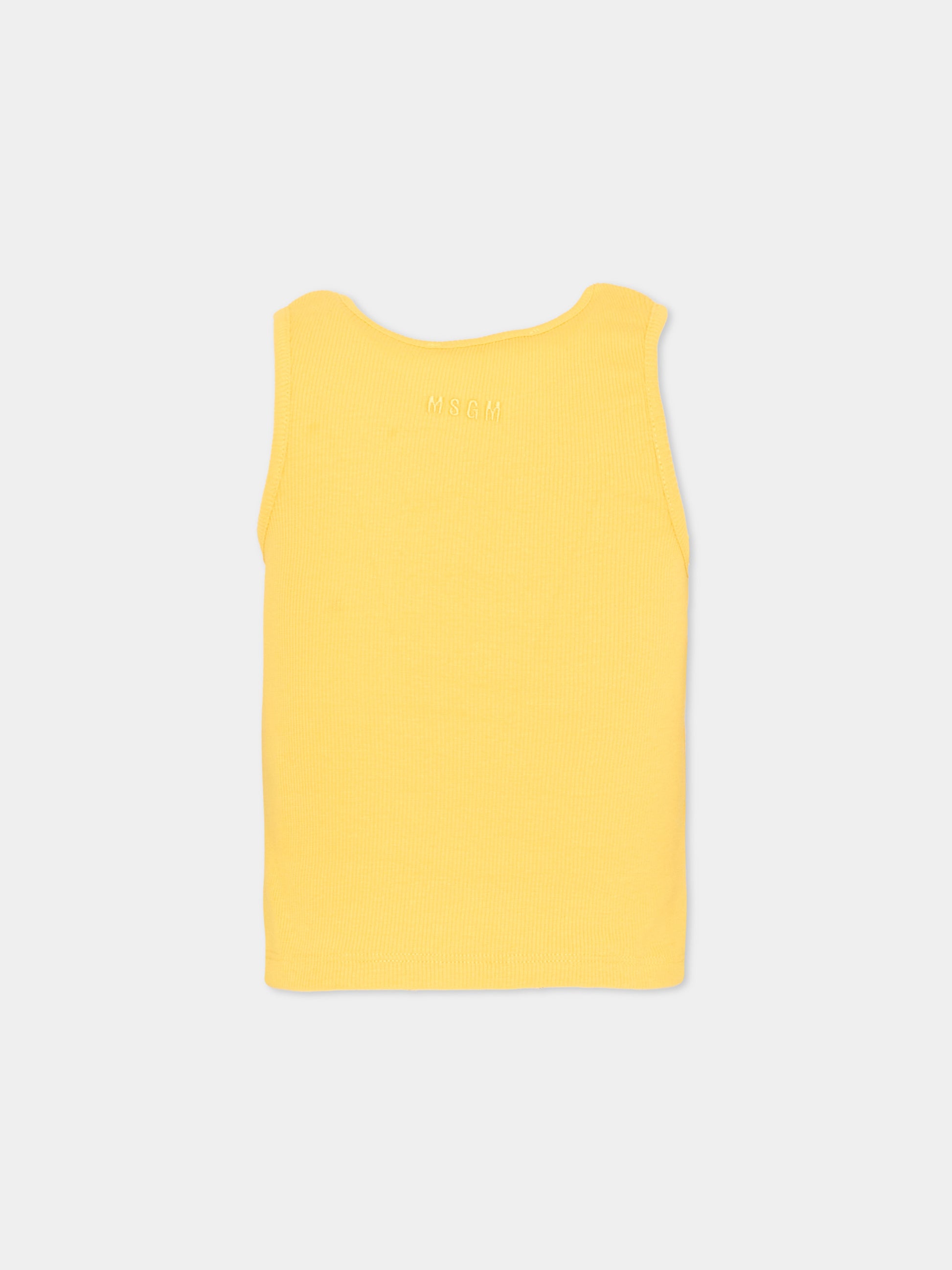 Canotta gialla per bambina con paillettes,Msgm Kids,S6MSJGTA100 MS009