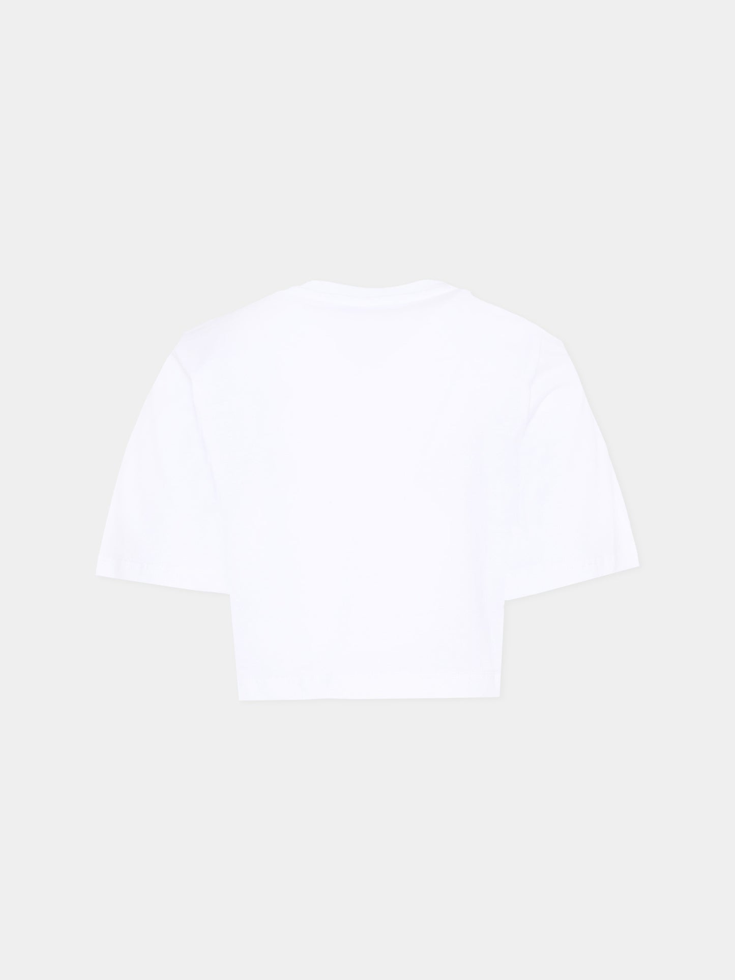 T-Shirt bianca per bambina con logo,Msgm Kids,S6MSJGTH002 001