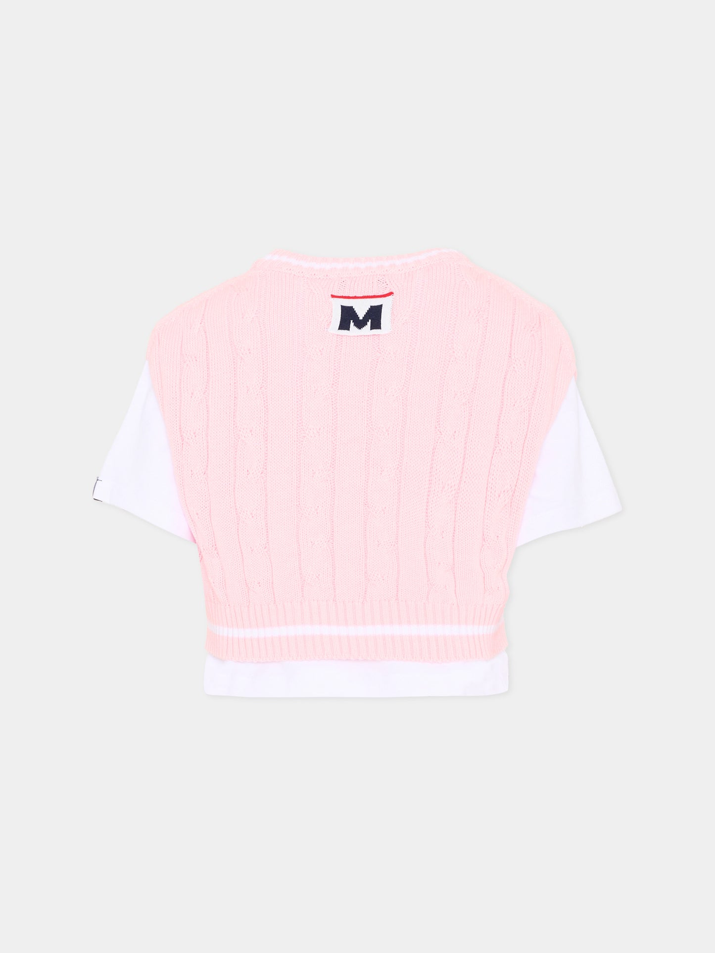 Gilet rosa per bambina con logo,Msgm Kids,S6MSJGTH034 001/78