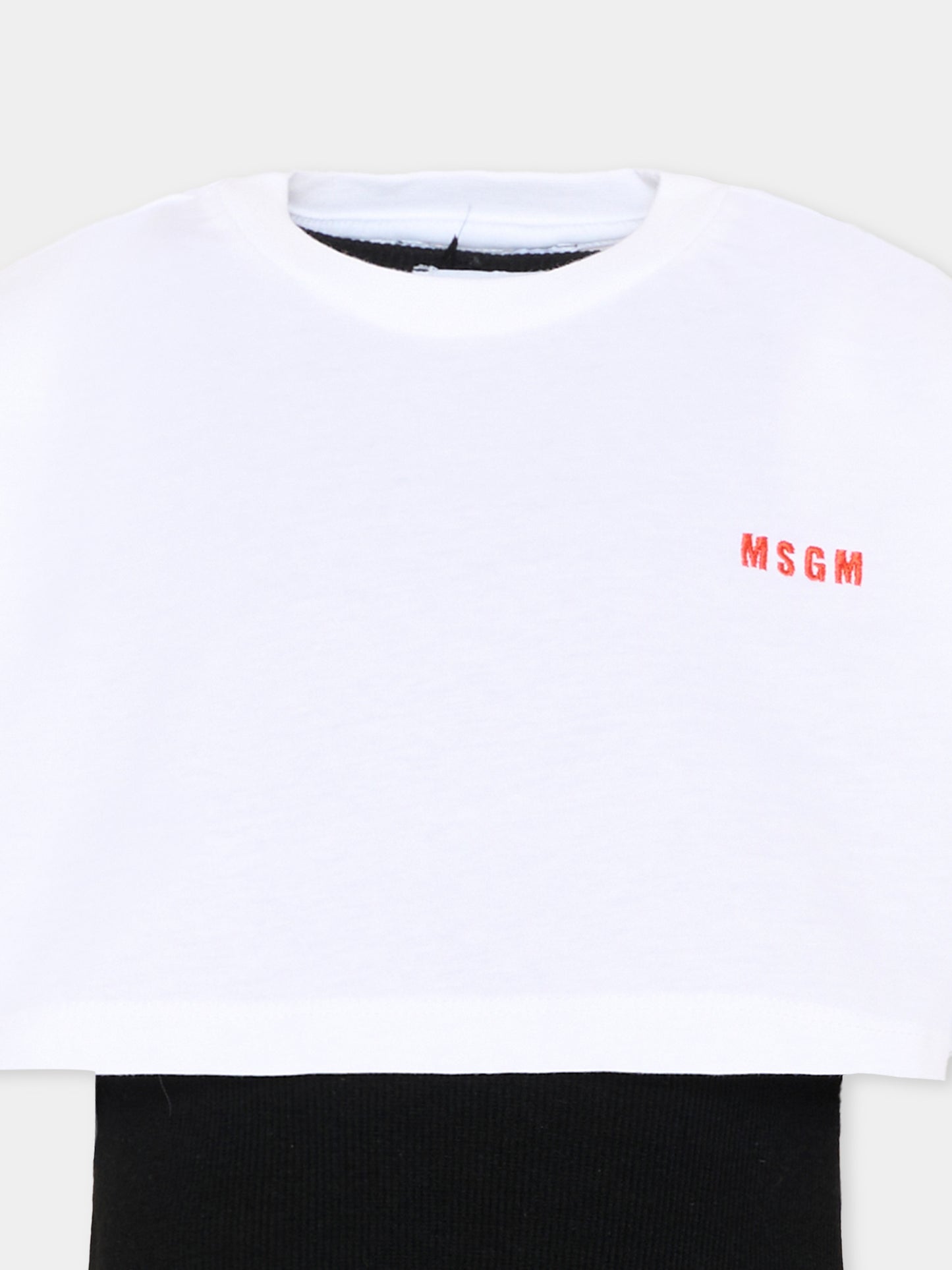 T-Shirt bianca per bambina con logo,Msgm Kids,S6MSJGTH092 001
