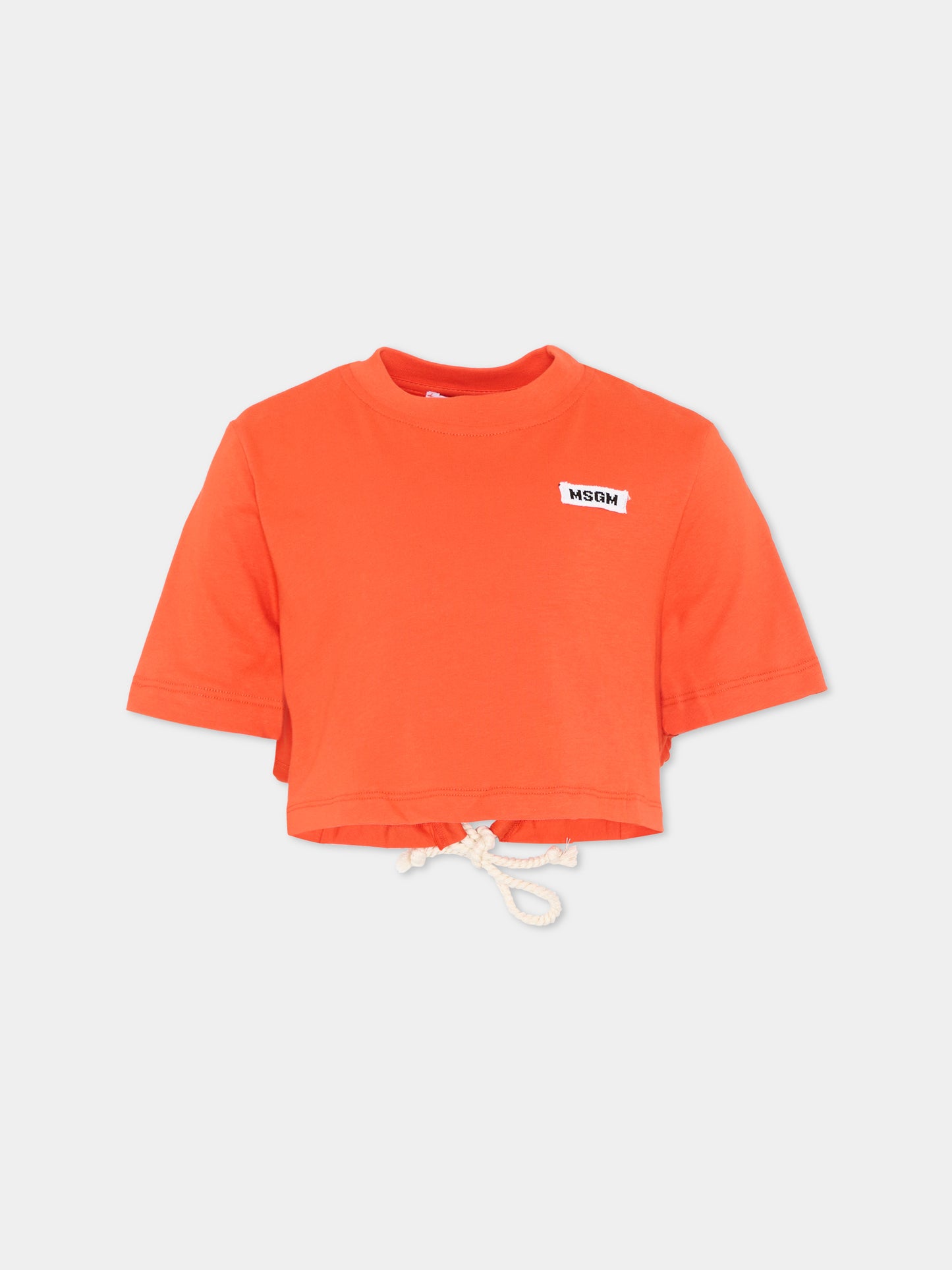 T-Shirt rossa per bambina con logo,Msgm Kids,S6MSJGTH179 MS074