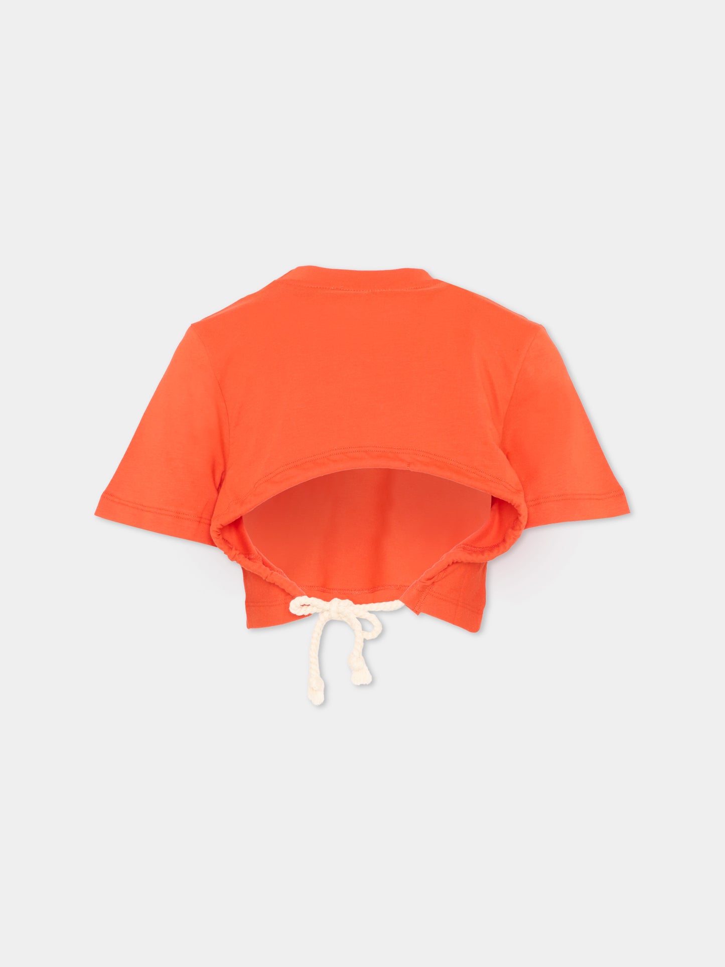 T-Shirt rossa per bambina con logo,Msgm Kids,S6MSJGTH179 MS074