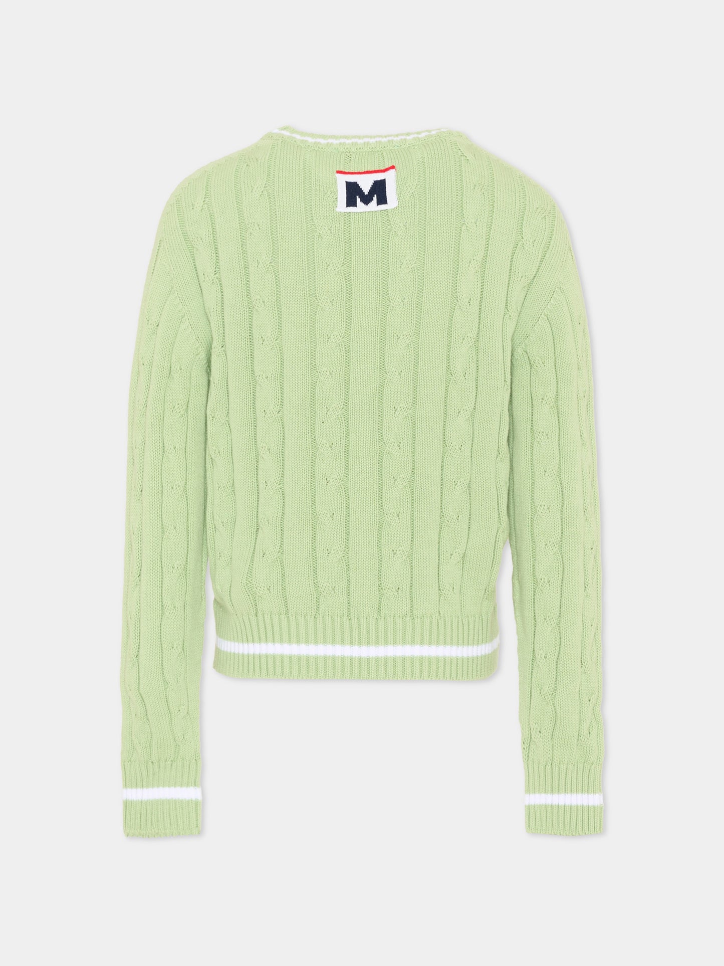 Maglione verde per bambini con trecce,Msgm Kids,S6MSJUJP286 MS077