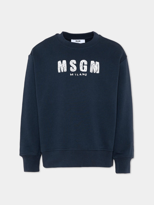Felpa blu per bambini con logo,Msgm Kids,S6MSJUSW008 MS072