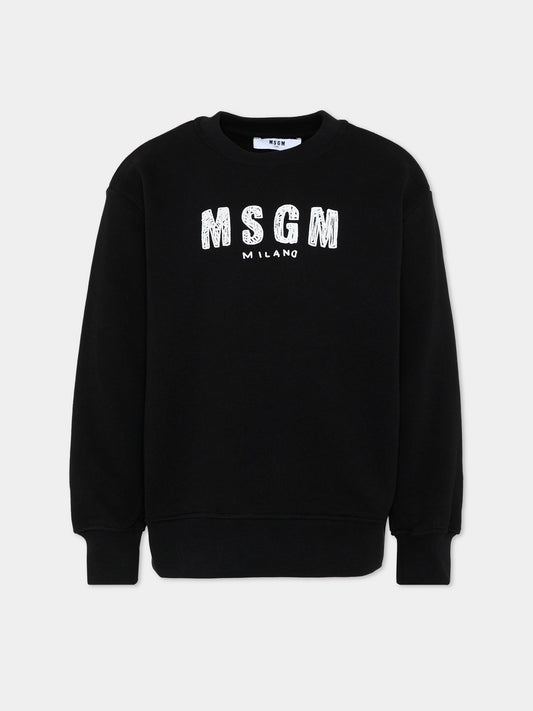 Felpa nera per bambini con logo,Msgm Kids,S6MSJUSW008 110