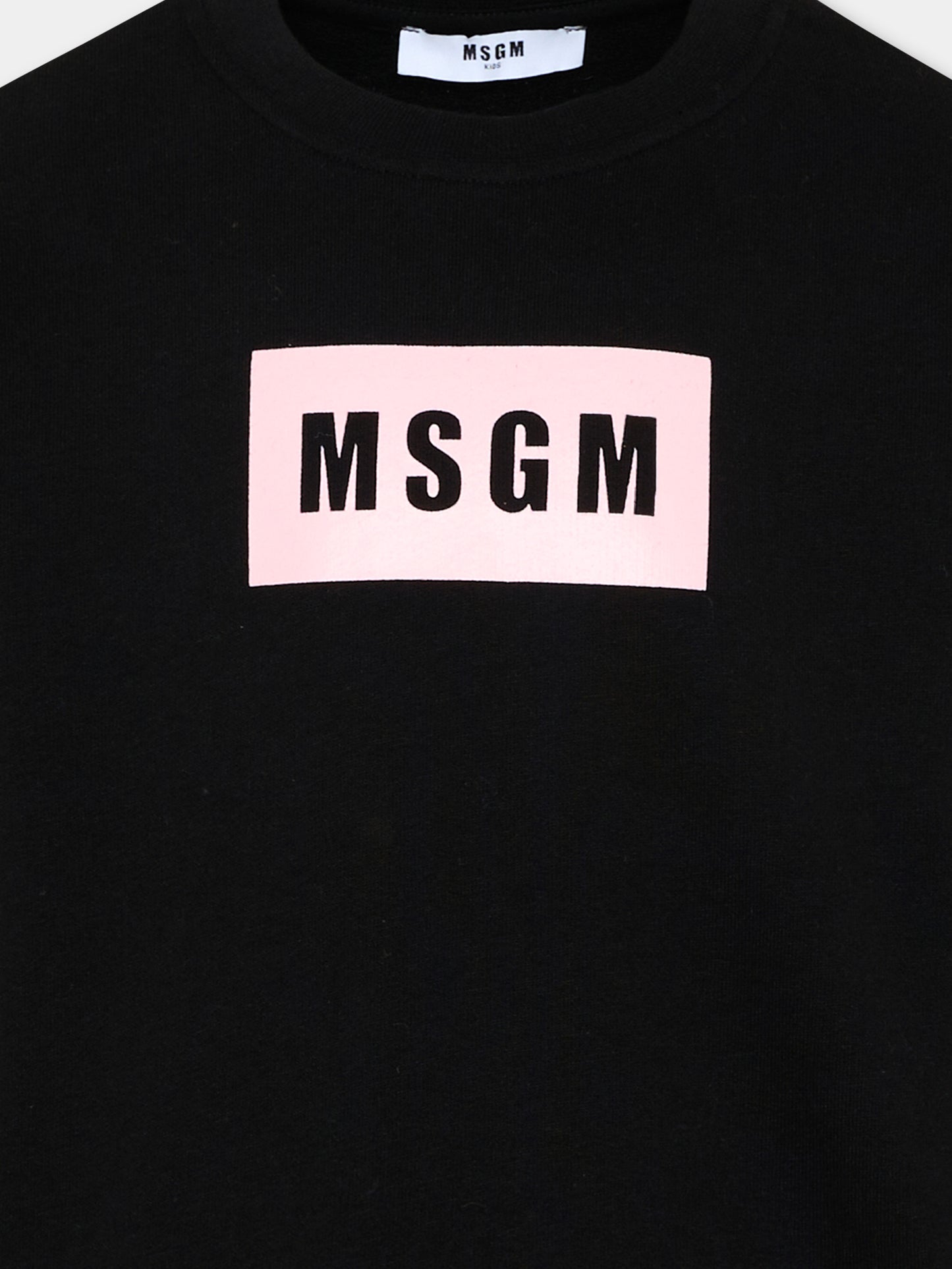 Felpa nera per bambina con logo box,Msgm Kids,S6MSJUSW009 110/88