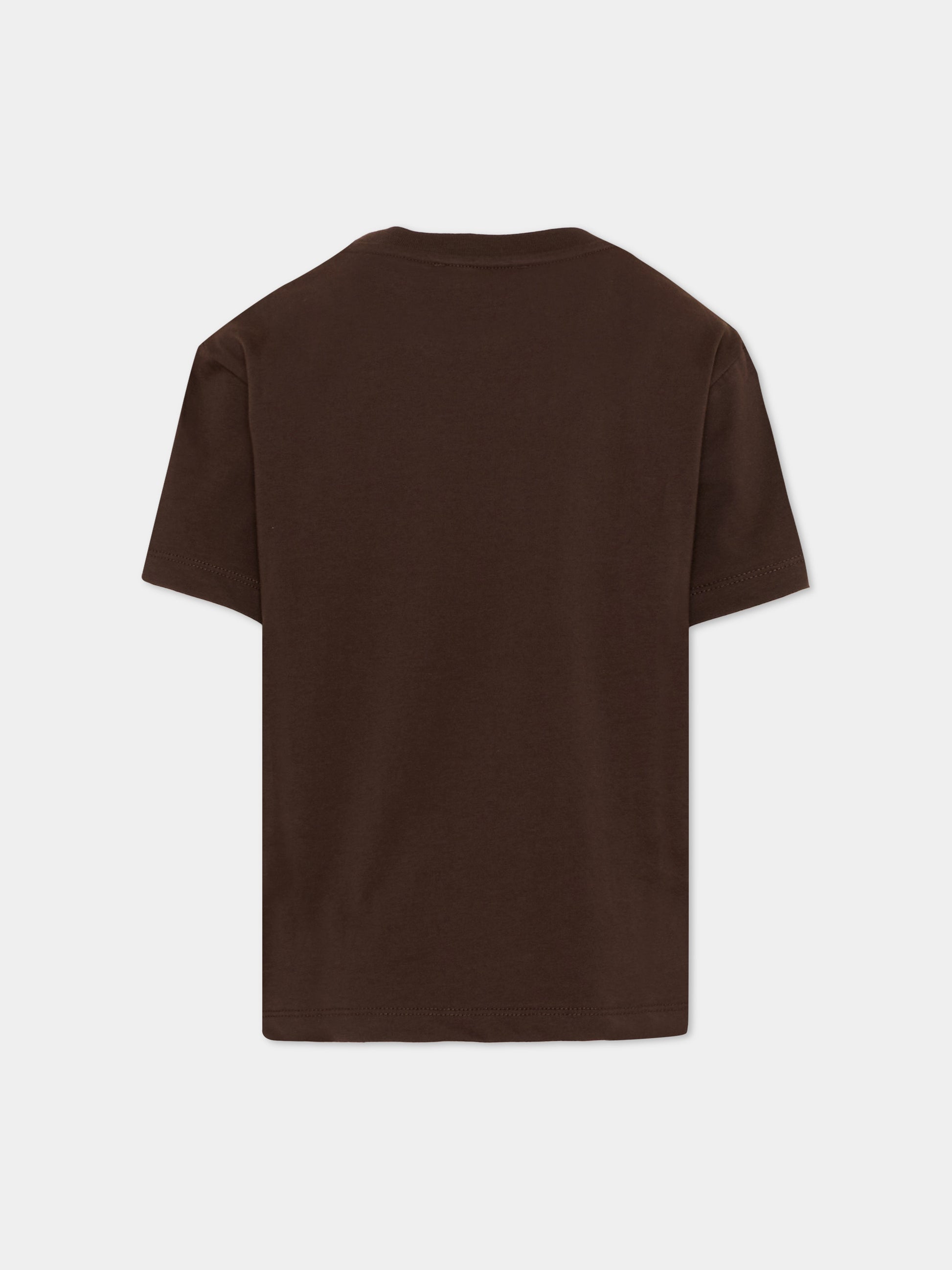 T-Shirt marrone per bambini con logo,Msgm Kids,S6MSJUTH001 943