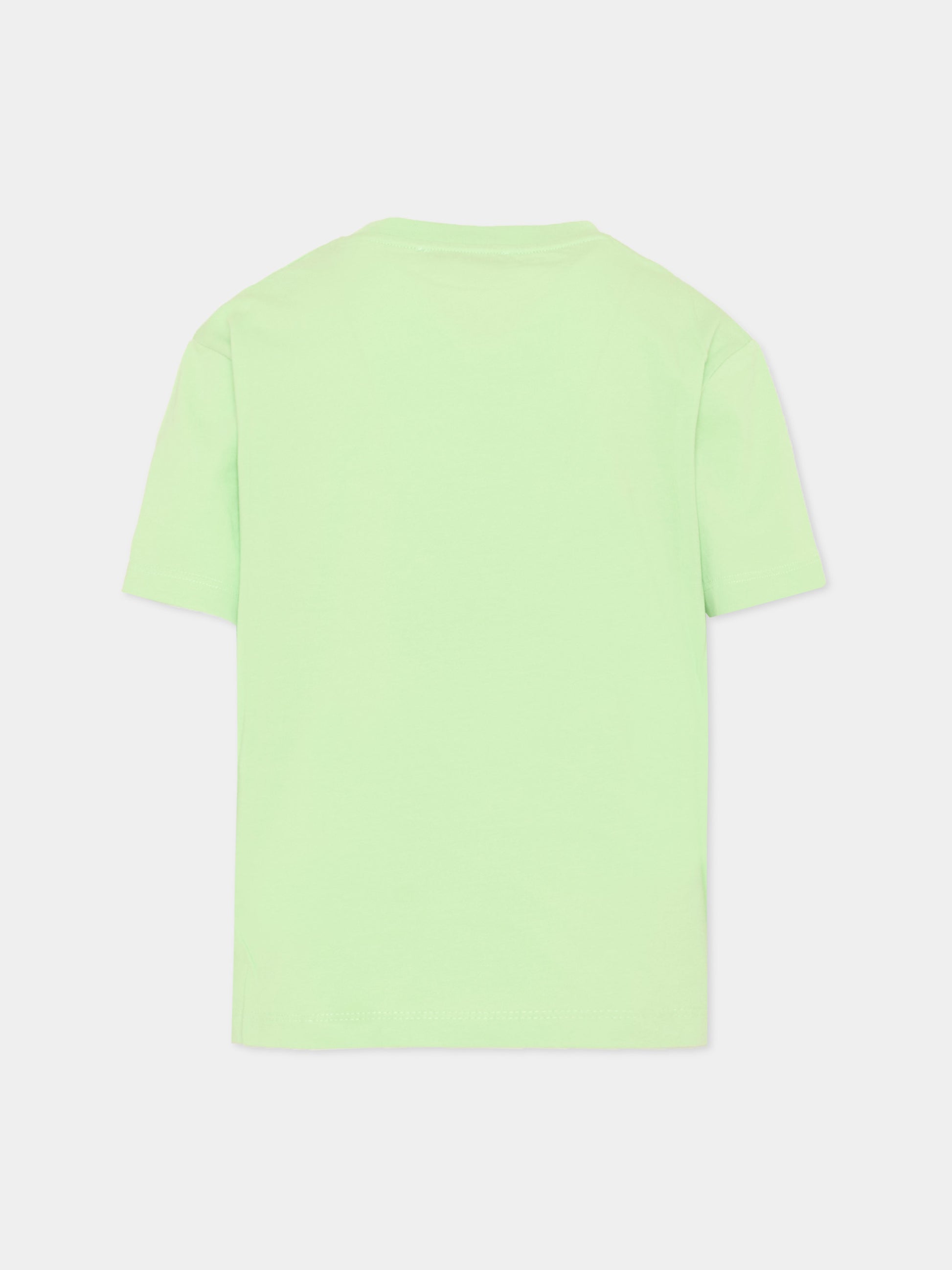 T-Shirt verde per bambini con logo,Msgm Kids,S6MSJUTH001 MS077