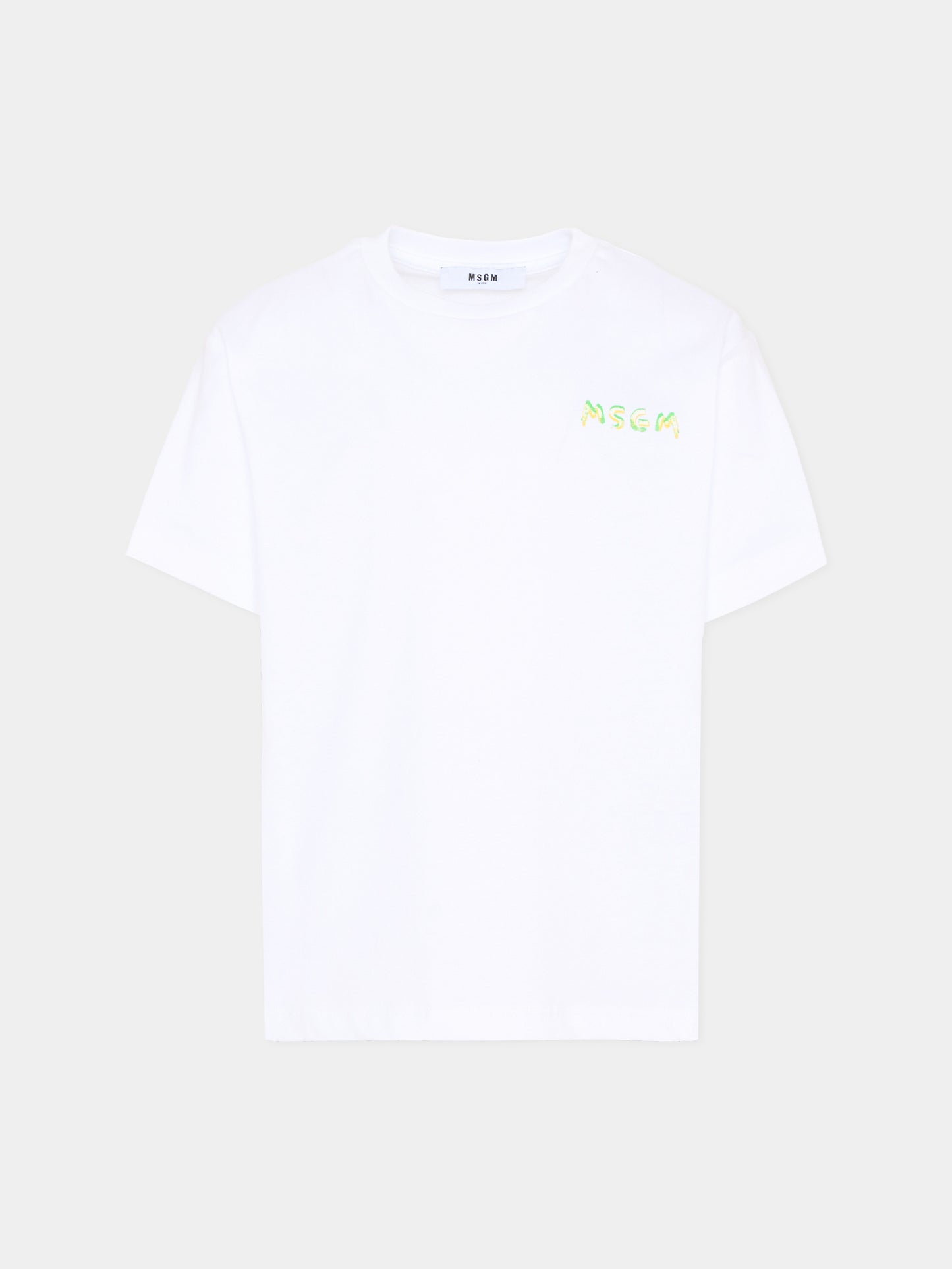 T-Shirt bianca per bambini con logo,Msgm Kids,S6MSJUTH003 001