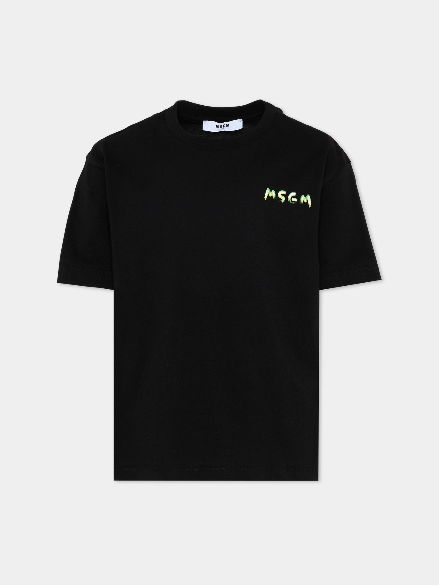 T-Shirt nera per bambini con logo,Msgm Kids,S6MSJUTH003 110