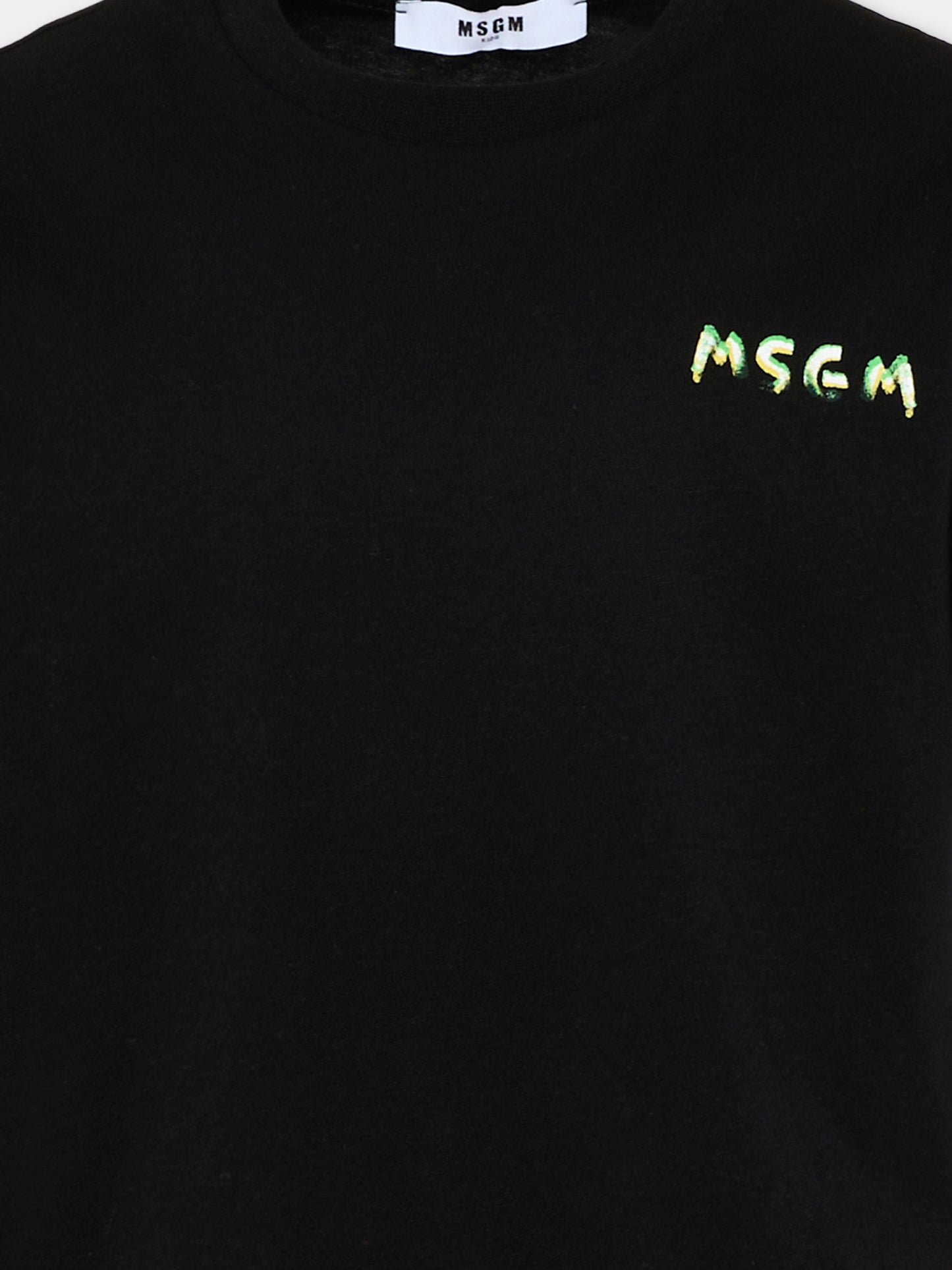T-Shirt nera per bambini con logo,Msgm Kids,S6MSJUTH003 110