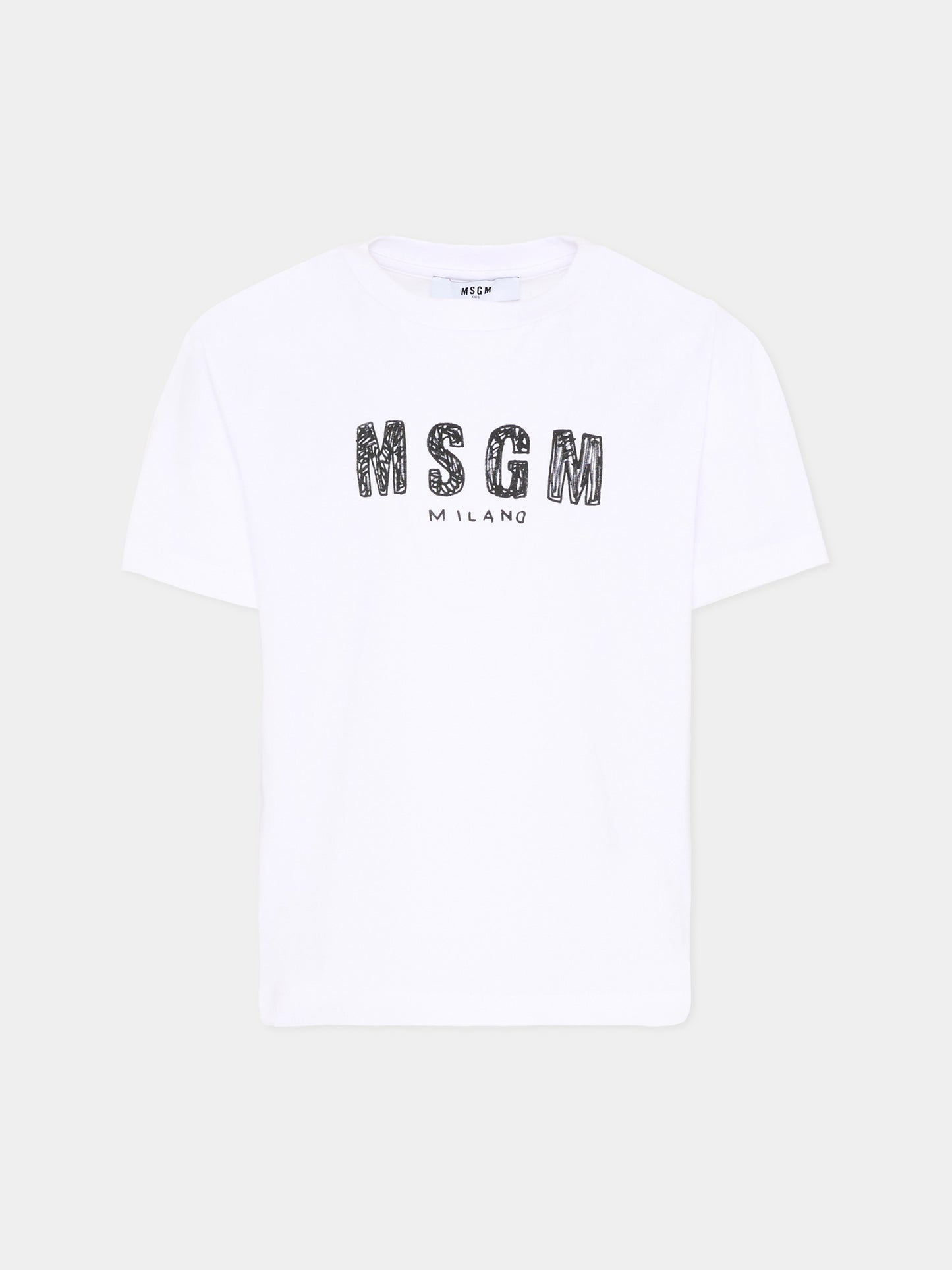 T-Shirt bianca per bambini con logo,Msgm Kids,S6MSJUTH004 001