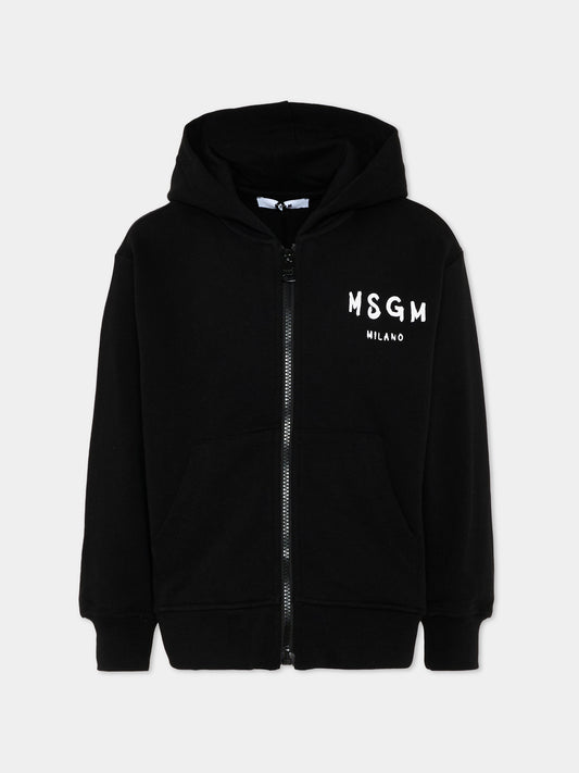 Felpa nera per bambini con logo,Msgm Kids,S6MSJUZH065 110