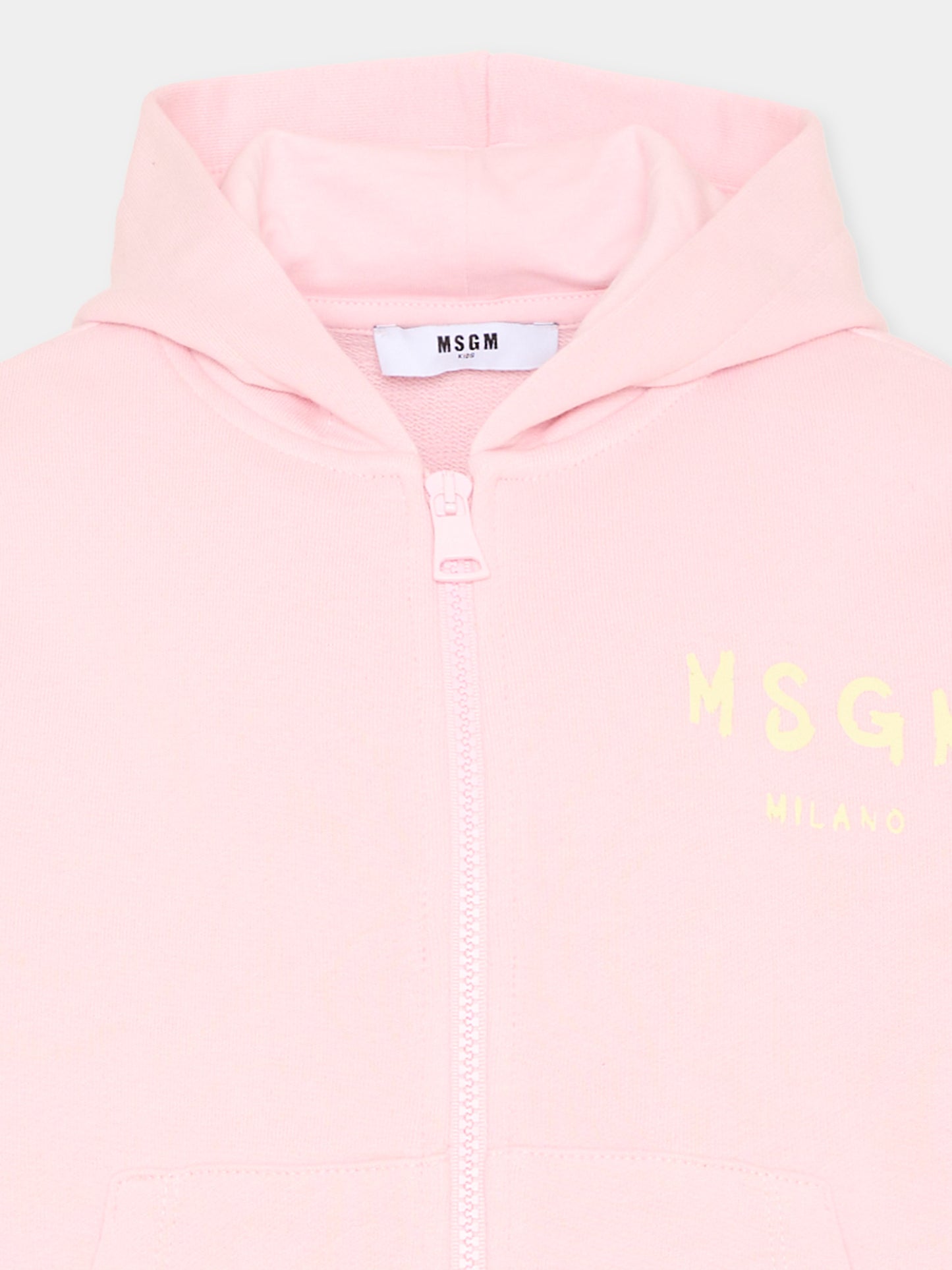 Felpa rosa per bambina con logo,Msgm Kids,S6MSJUZH065 MS076