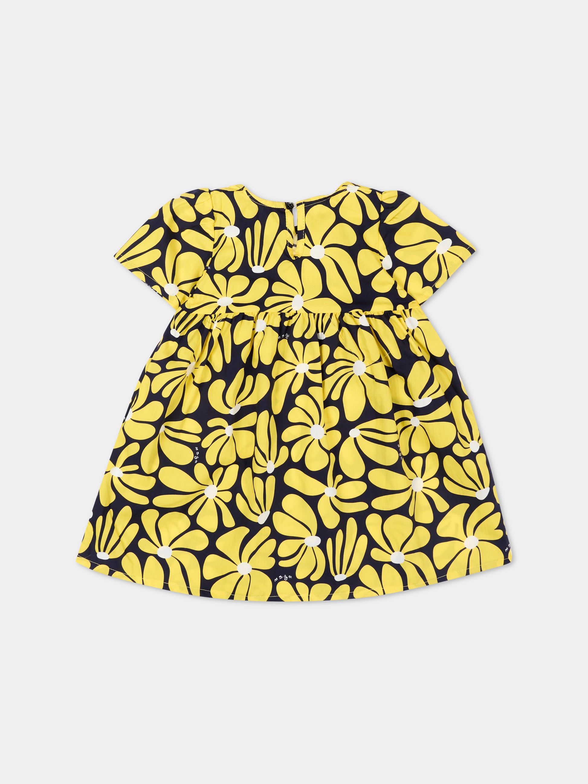 Vestito giallo per neonata con stampa floreale,Msgm Kids,S6MSNGDR276 MS009