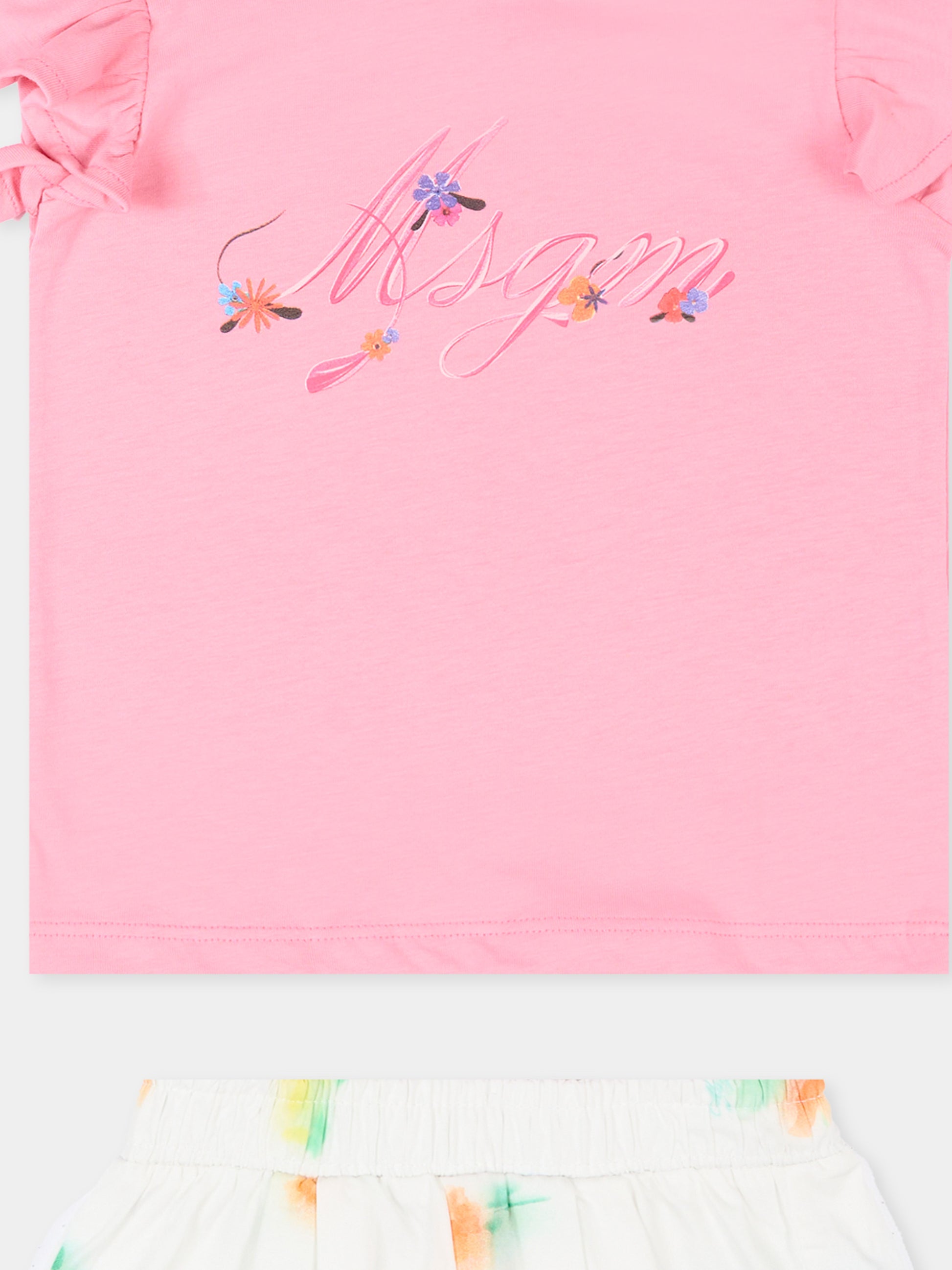 Completo sportivo rosa per neonata con logo,Msgm Kids,S6MSNGTR268 MS082