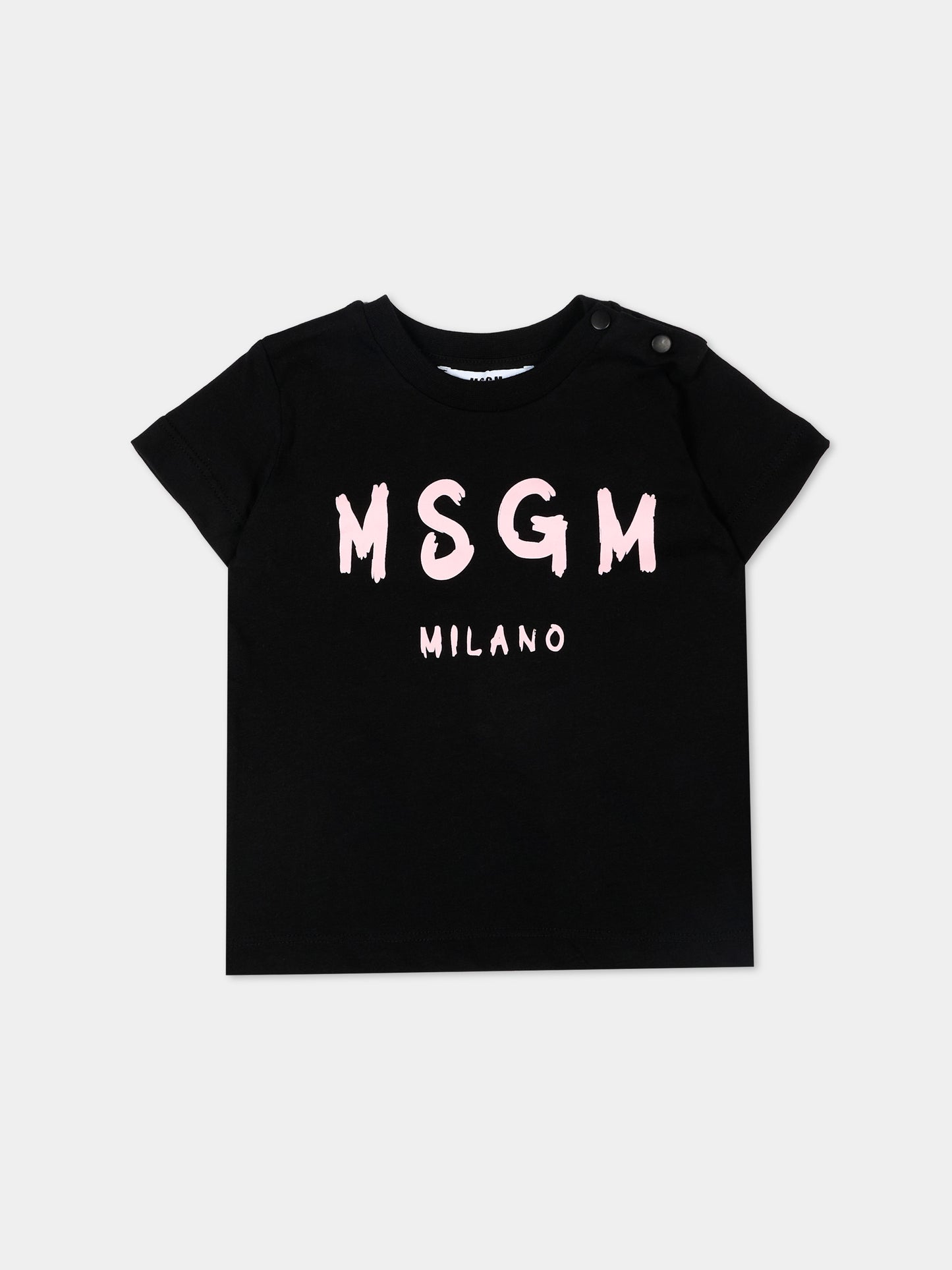 T-Shirt nera per neonata con logo,Msgm Kids,S6MSUNTH266 110/88