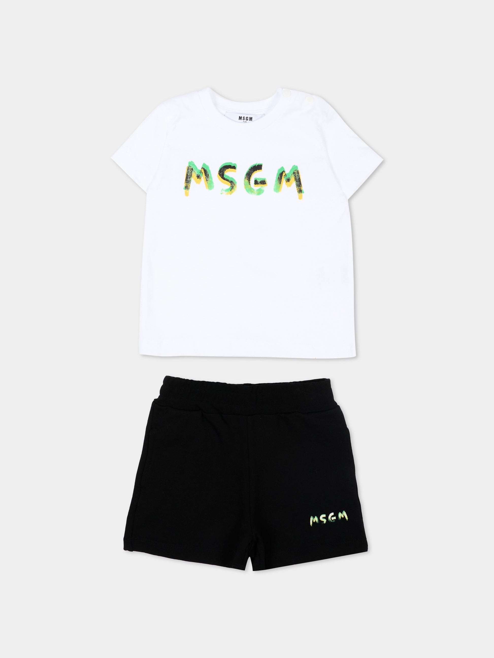 Completo sportivo multicolor per neonati con logo,Msgm Kids,S6MSUNTR263 001/01