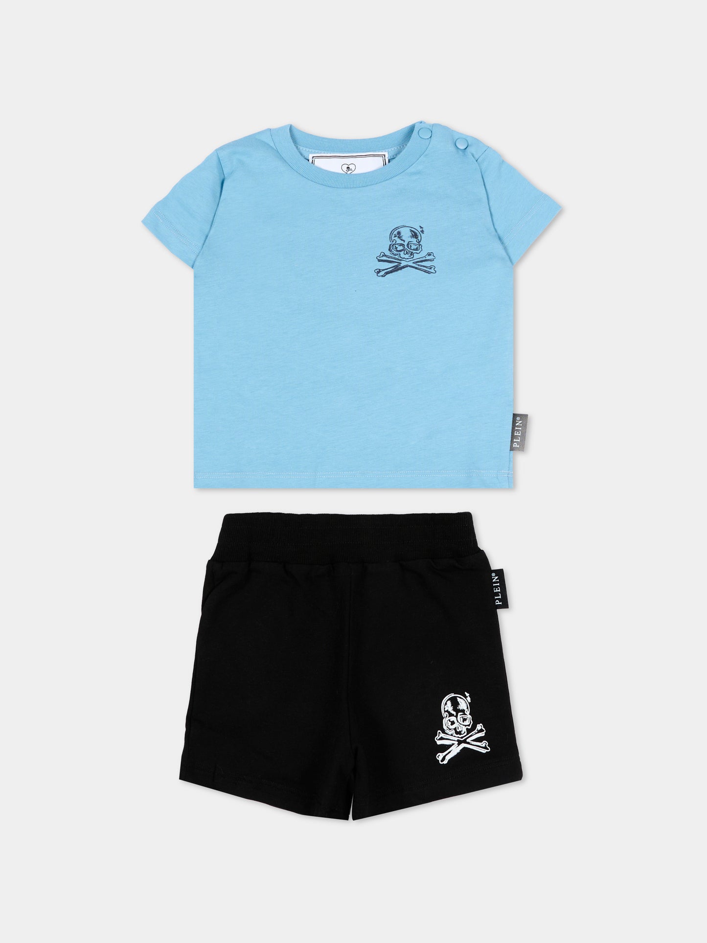 Completo sportivo azzurro per neonato con logo,Philipp Plein Junior,S6PHNBTS135 958