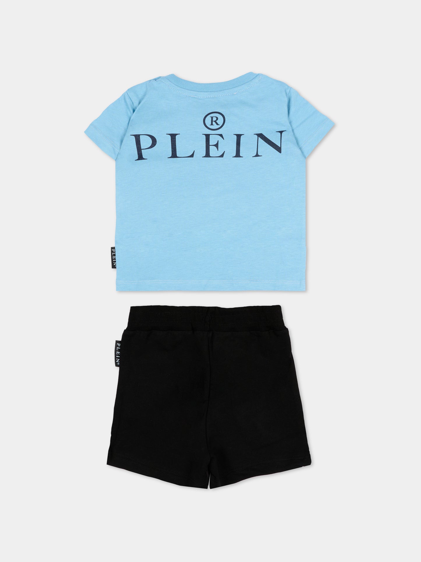 Completo sportivo azzurro per neonato con logo,Philipp Plein Junior,S6PHNBTS135 958