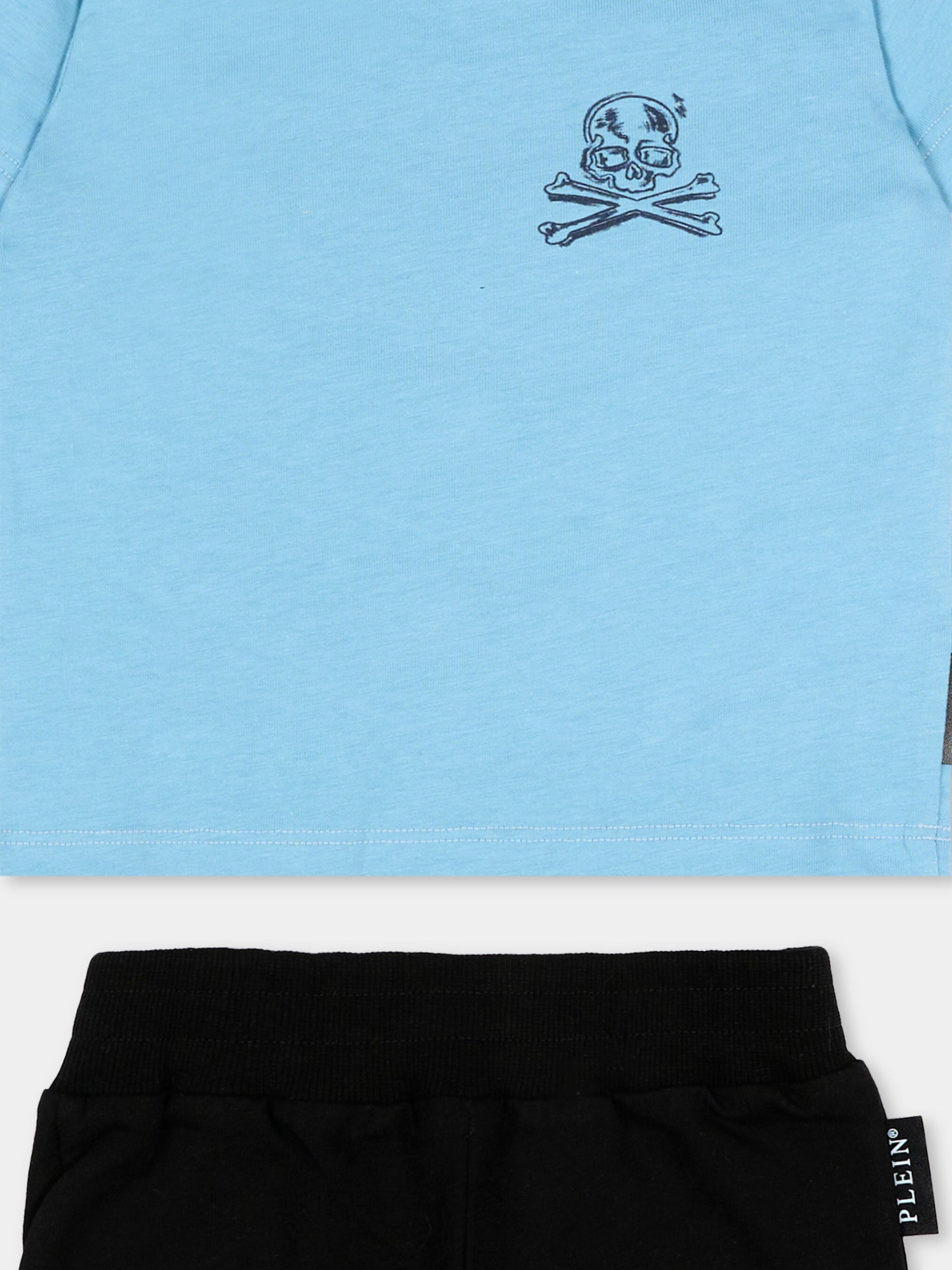 Completo sportivo azzurro per neonato con logo,Philipp Plein Junior,S6PHNBTS135 958