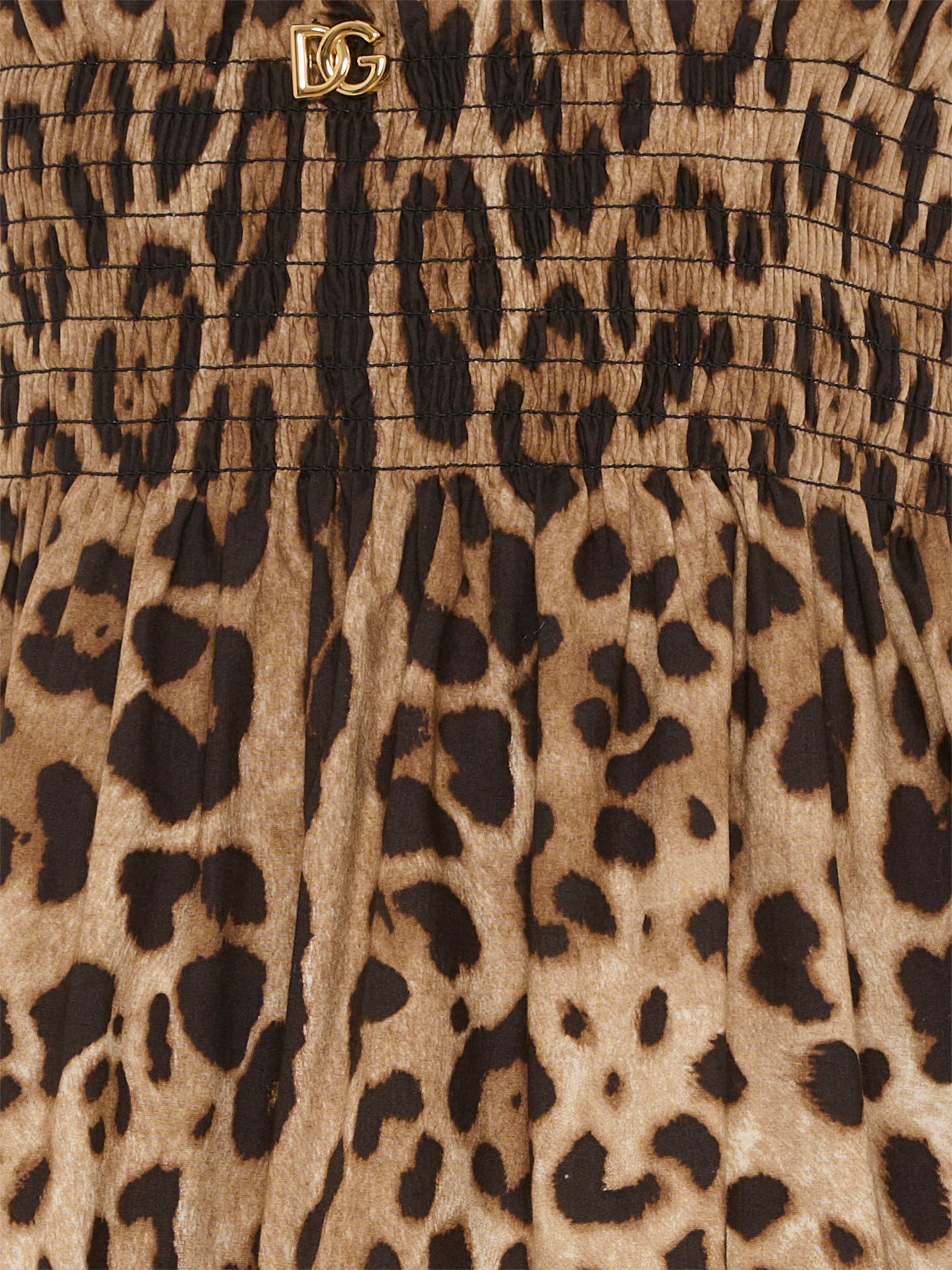 Vestito marrone per bambina con stampa leopardata,Dolce & Gabbana Kids,L53DM9 HS5E3 HY13M