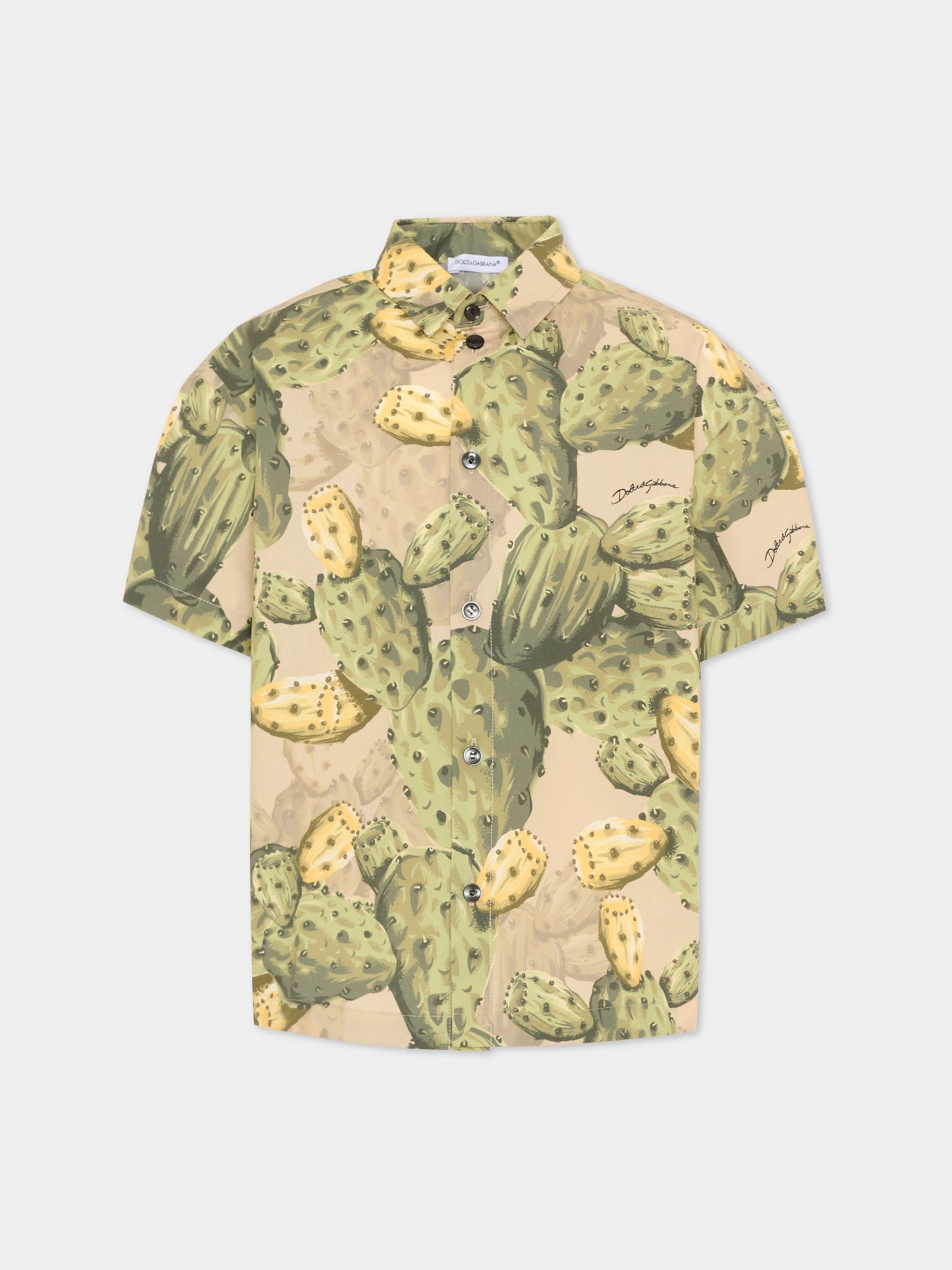 Camicia multicolor per bambino con fichi d’India,Dolce & Gabbana Kids,L44S72 HS5UD HA5XN