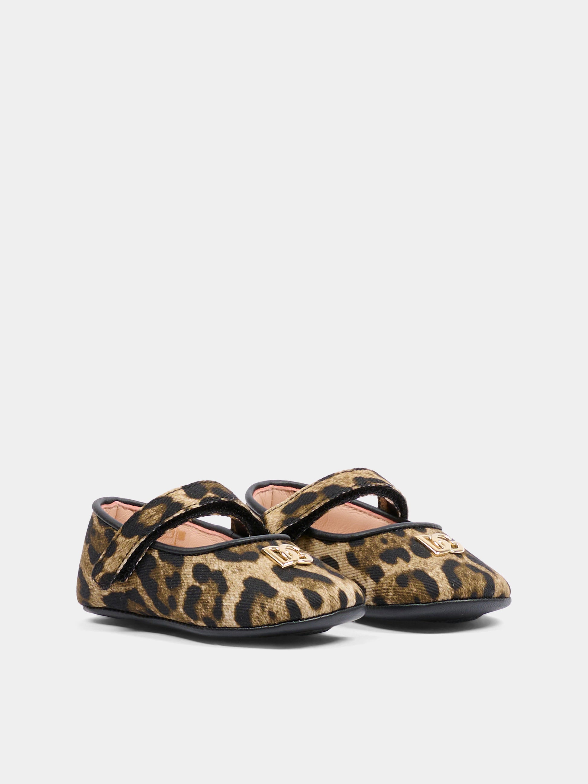 Ballerine marroni per neonata con stampa leopardata,Dolce & Gabbana Kids,DK0169 AD996 HY13M