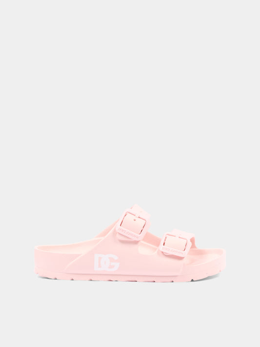 Ciabatte rosa per bambina con logo,Dolce & Gabbana Kids,DD0324 A5103 80400