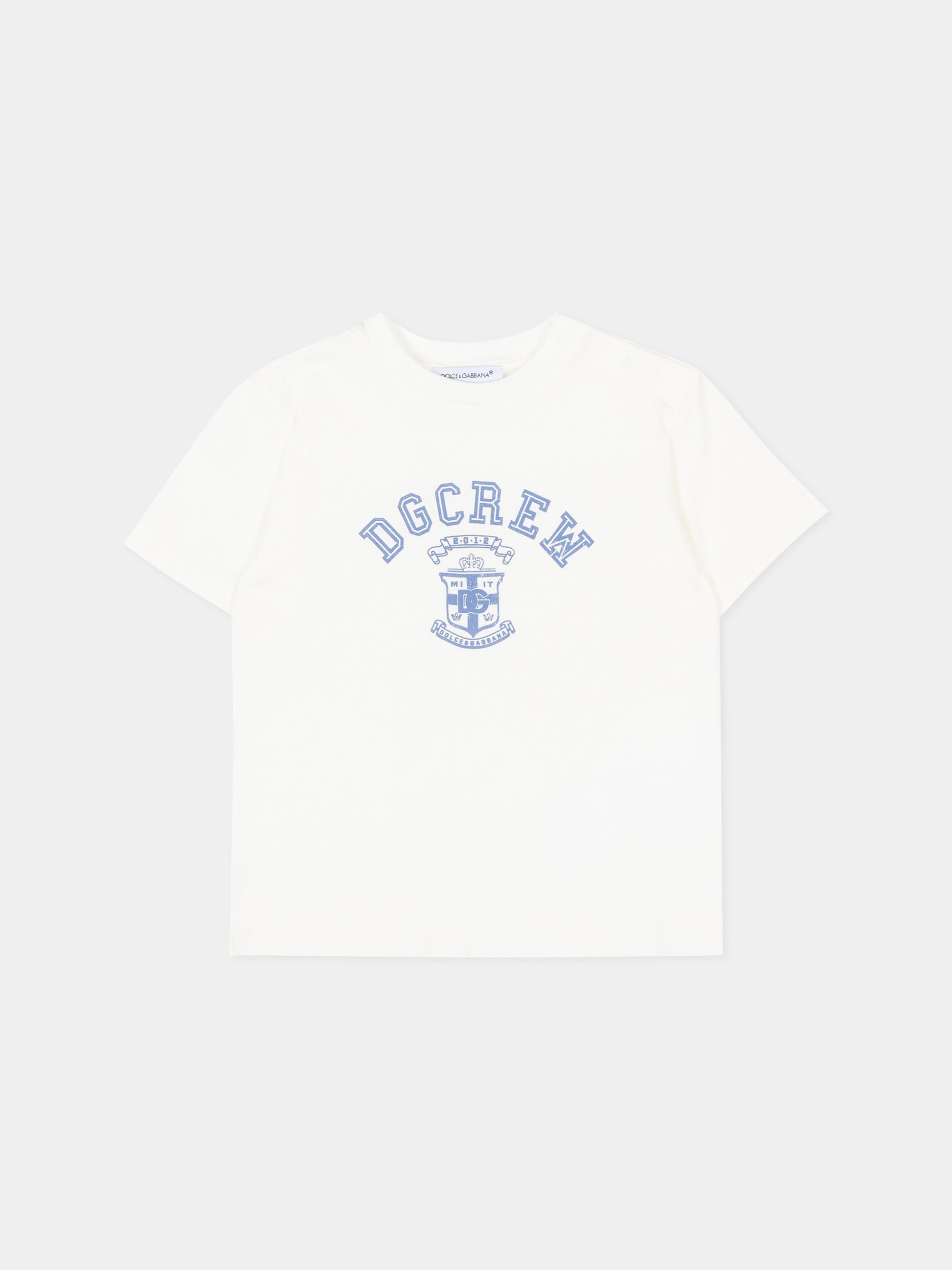 T-Shirt bianca per neonato con logo,Dolce & Gabbana Kids,L1JTEY G7PUD W0111